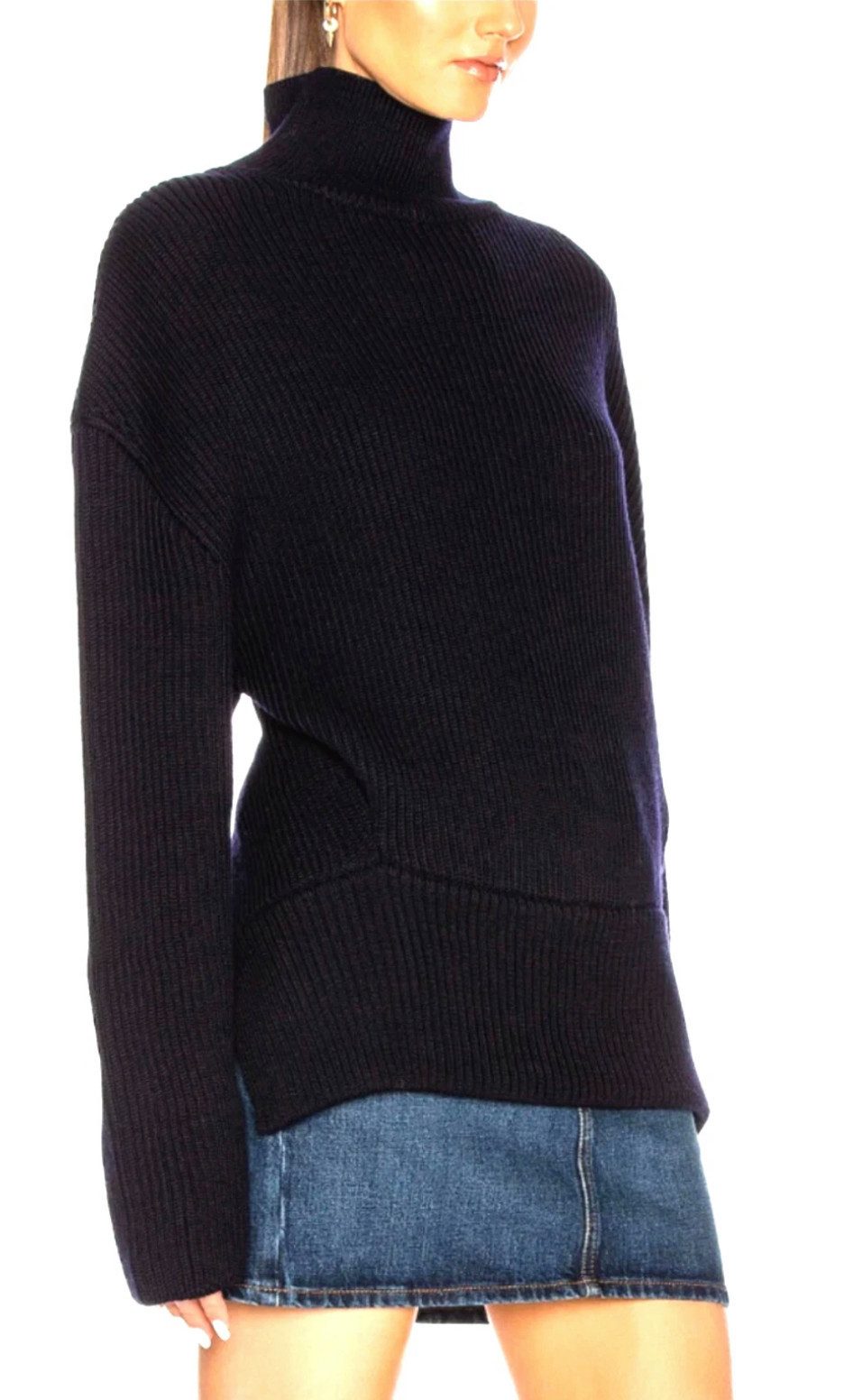 Balenciaga Вязаные свитера Oversized Пуловеры Wolle mit Rollkragen V-Rückenausschnitt Navy M Fashion-Look von Demna Gvasalia für Sammler & Streetwear-Fans