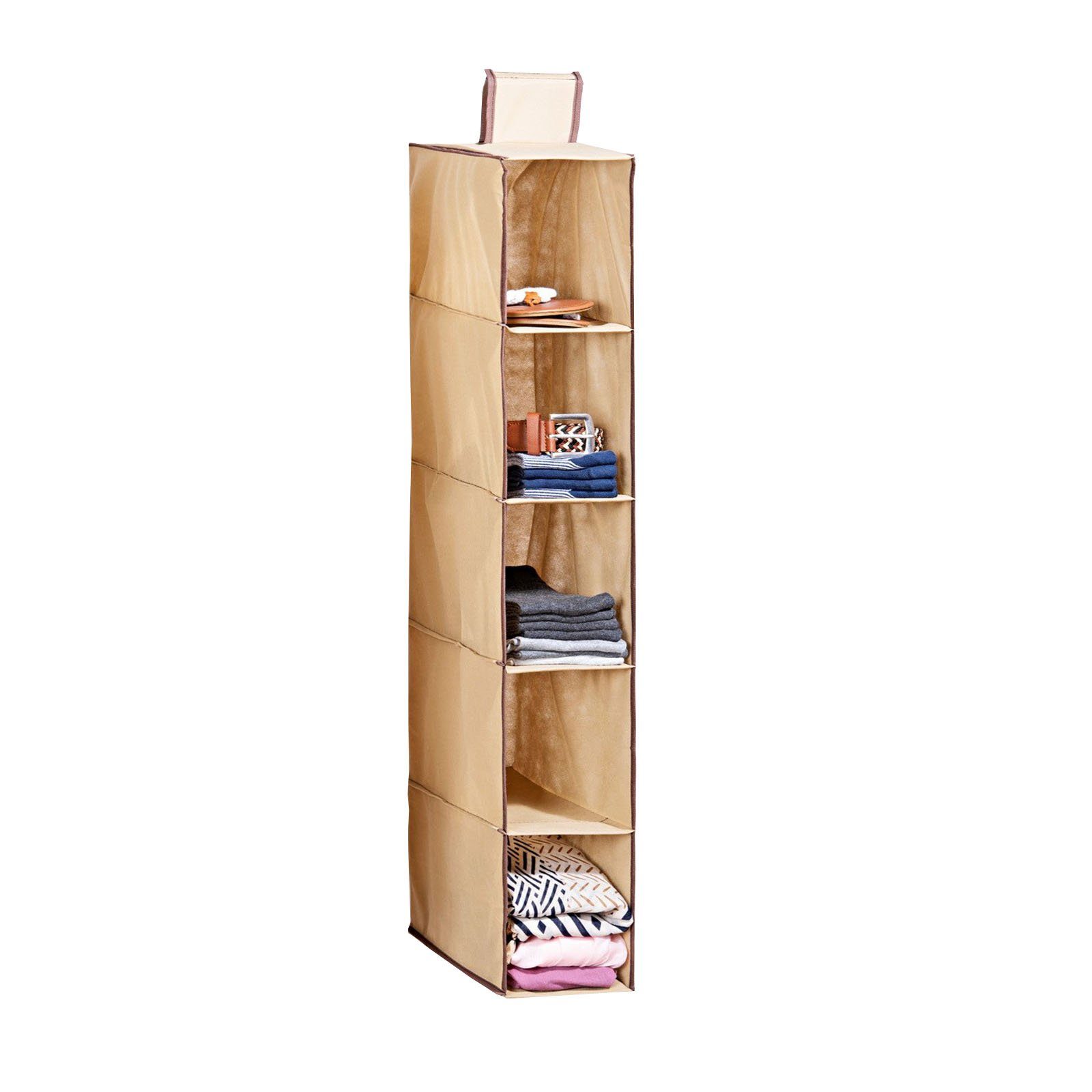 HAC24 Hängeregal Ordnungshelfer Kleiderschrank Organizer Schrankorganizer, 1-tlg., Braun mit 5 Fächern