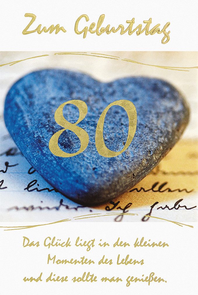 BSB Grußkarten 80. Geburtstag - Glückwunschkarte im Format 11,5 x 17 cm mit