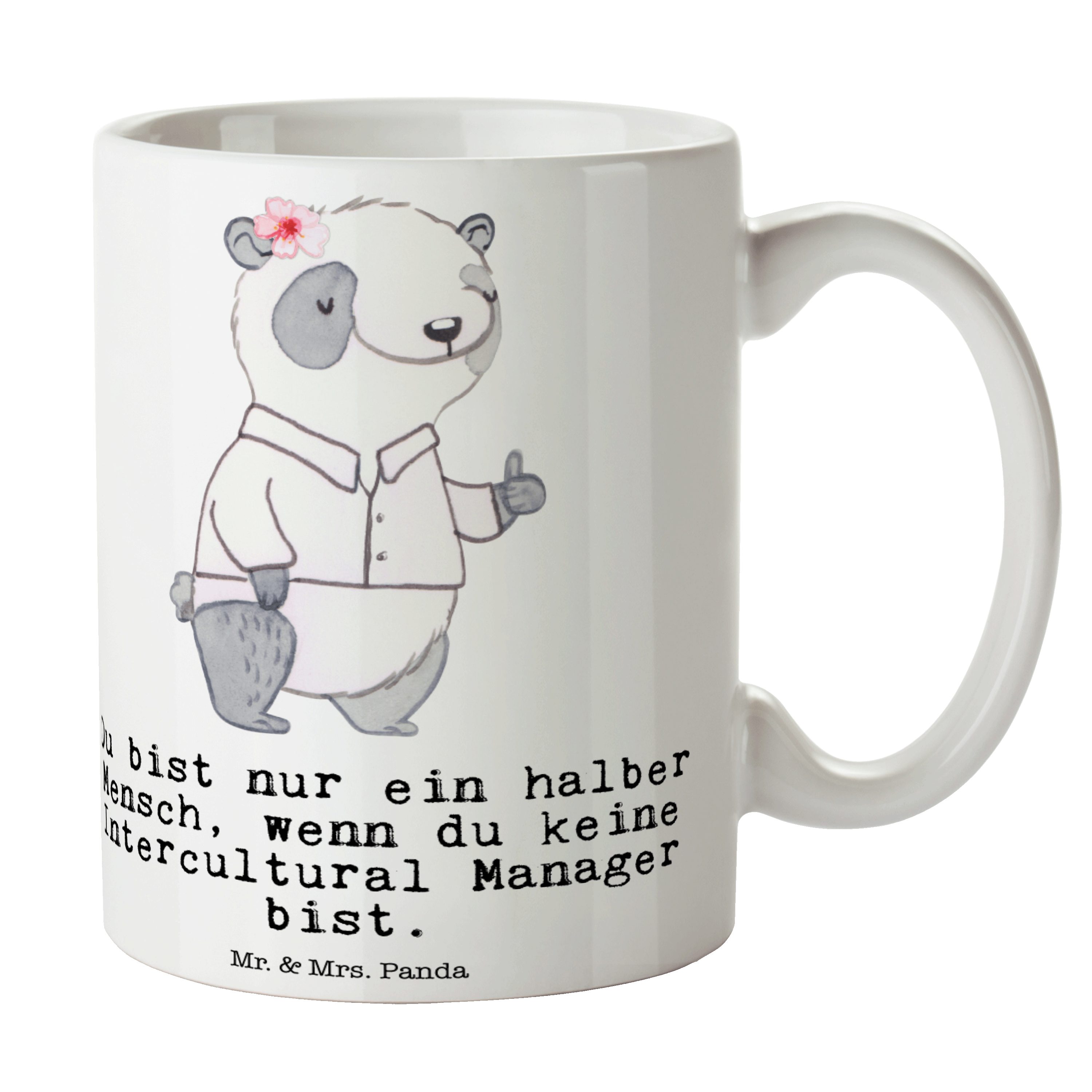 Panda Mrs. - Ta, - Intercultural Manager Ausbildung, Keramik & Büro Weiß Herz Mr. mit Tasse Geschenk,