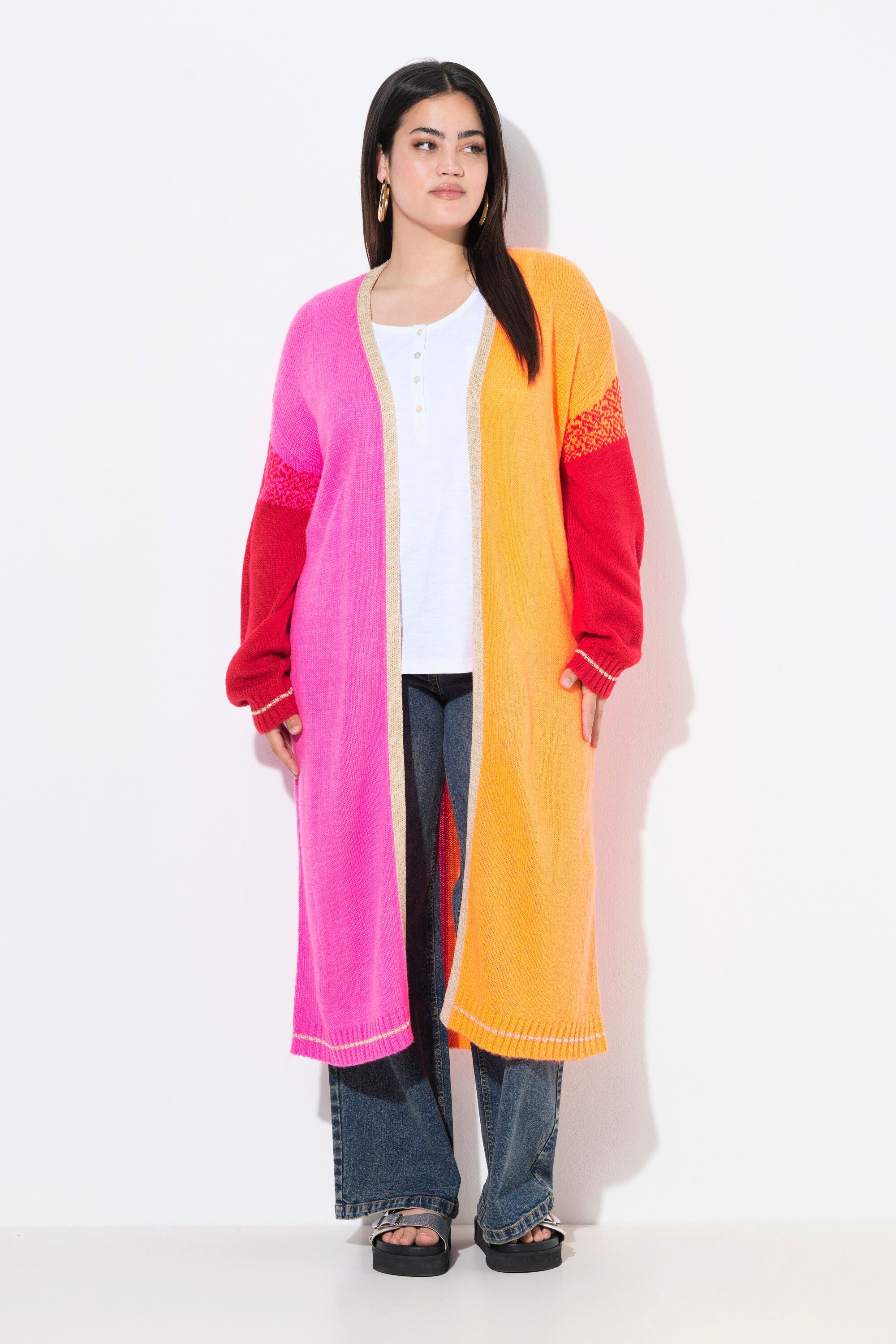 Strickjacke Strickjacke bequeme Passform Colorblocking