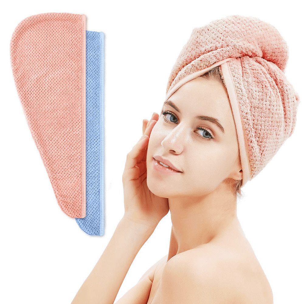 HUGERSTONE Turban-Handtuch damen kinder frottee mikrofaser handtuch haare handtücher set, (2-St), saugfähig, schnelles Trocknen der Haare,25*65 cm