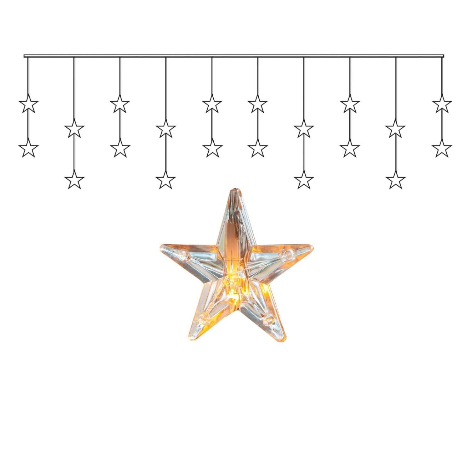 MARELIDA LED-Lichtervorhang LED Lichtervorhang 20 leuchtende Sterne 180x40c günstig online kaufen