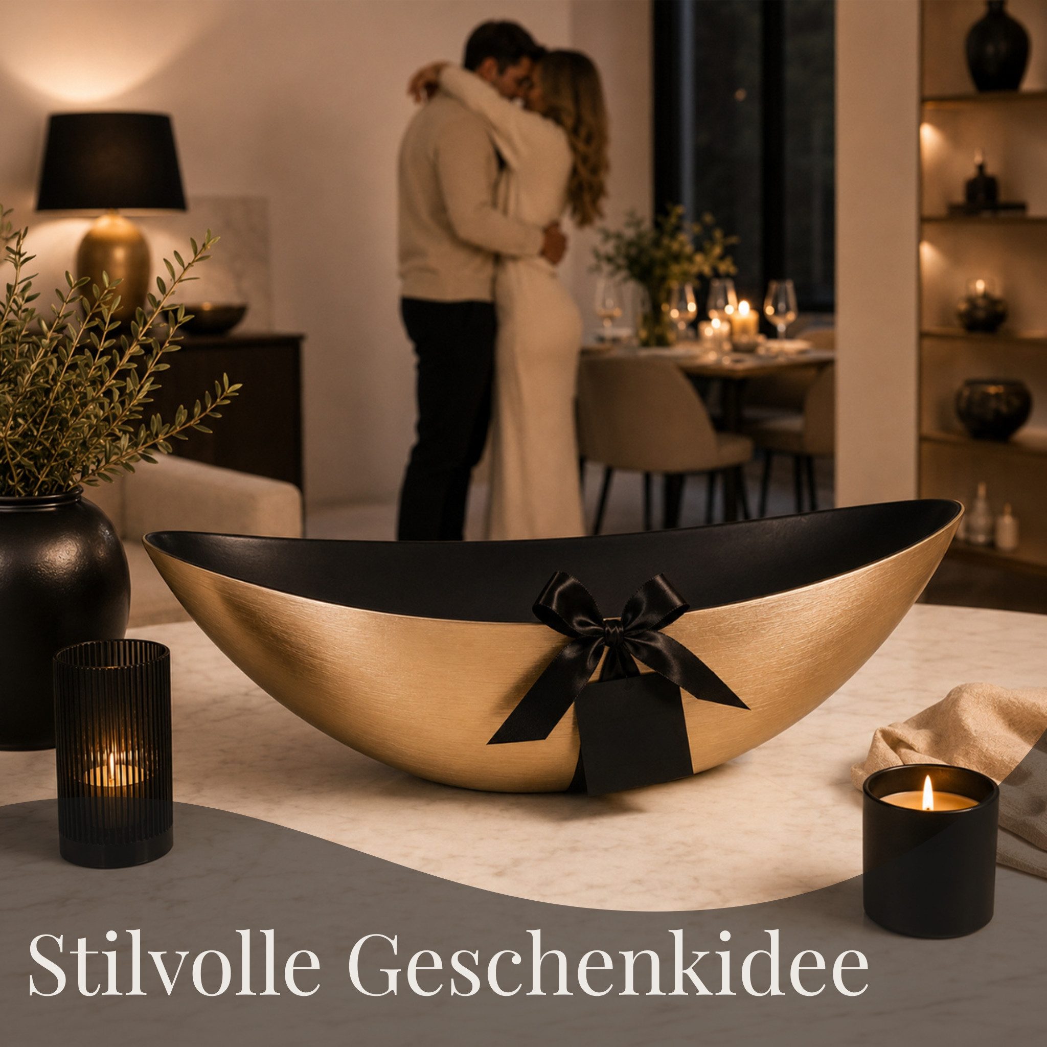 matches21 HOME & HOBBY Blumentopf Große Pflanzschalen 2er oval 39 cm Dekoschalen Champagner-Gold (2 St), Wetterfeste Blumen-Schale als draussen Gartendeko, Grab – Bild 5 von 5