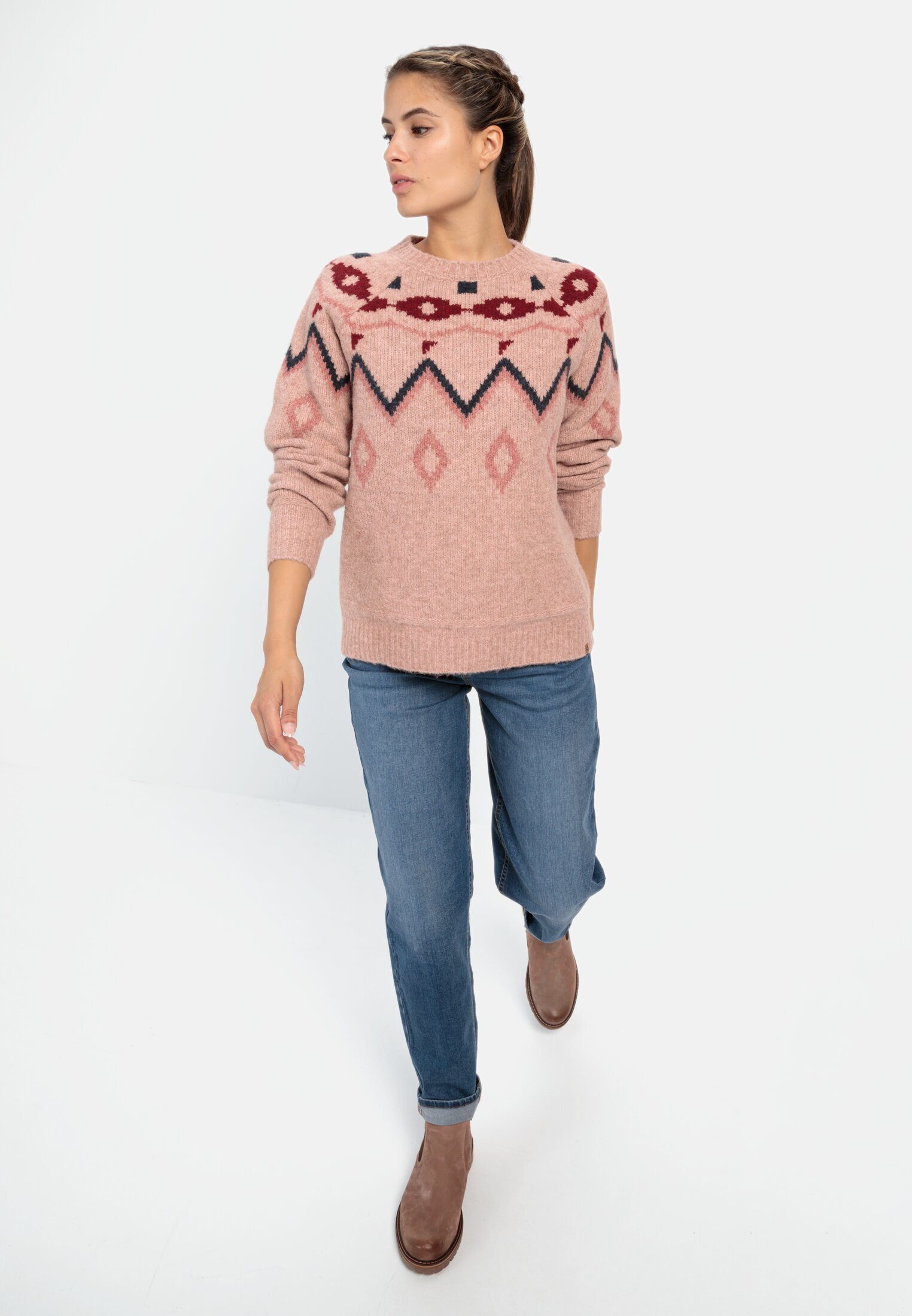 camel active Norwegerpullover mit Norwegermuster Langarm Rundhals