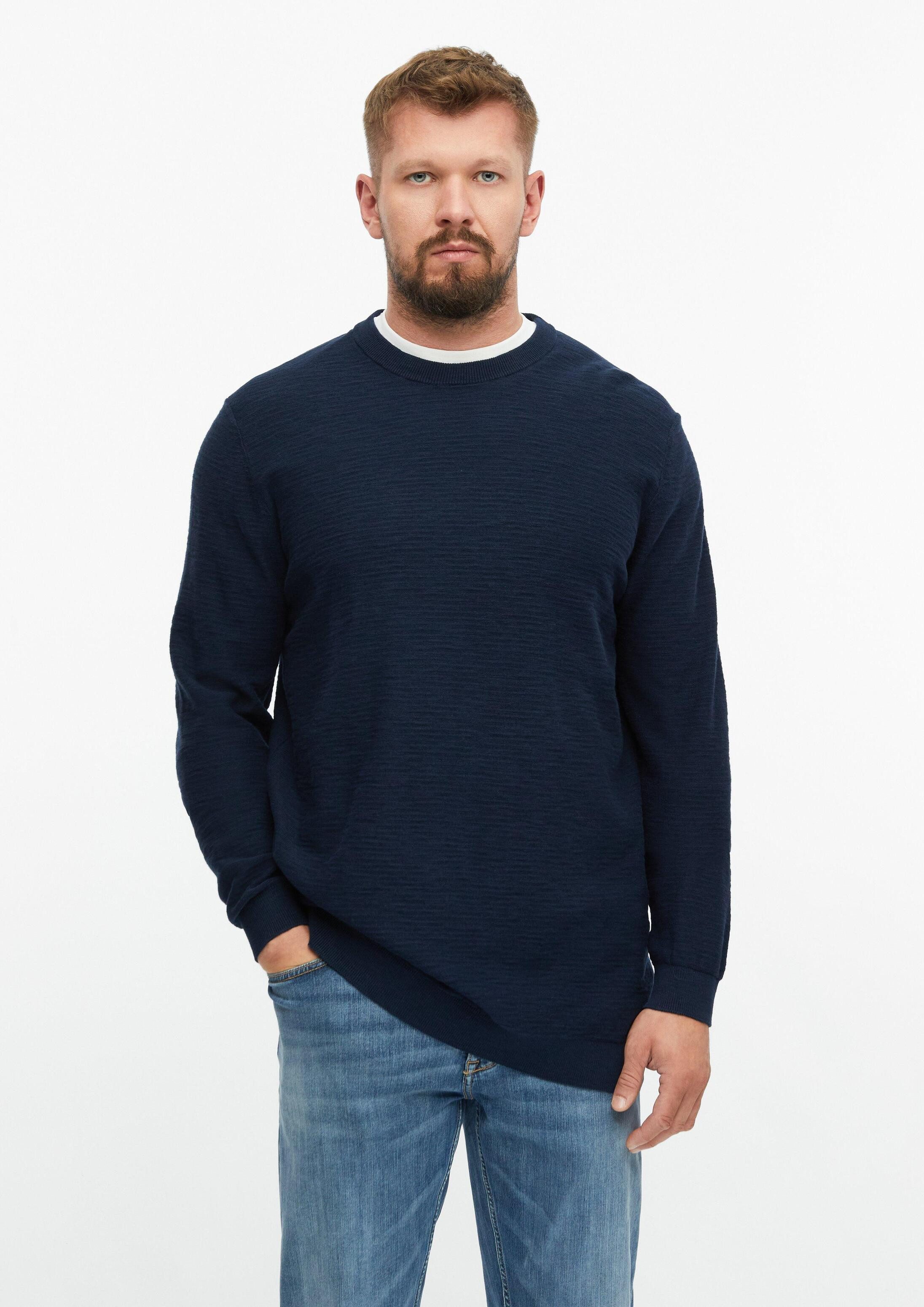 s.Oliver Longpullover Strickpullover Baumwollpullover mit Flammgarnstruktur