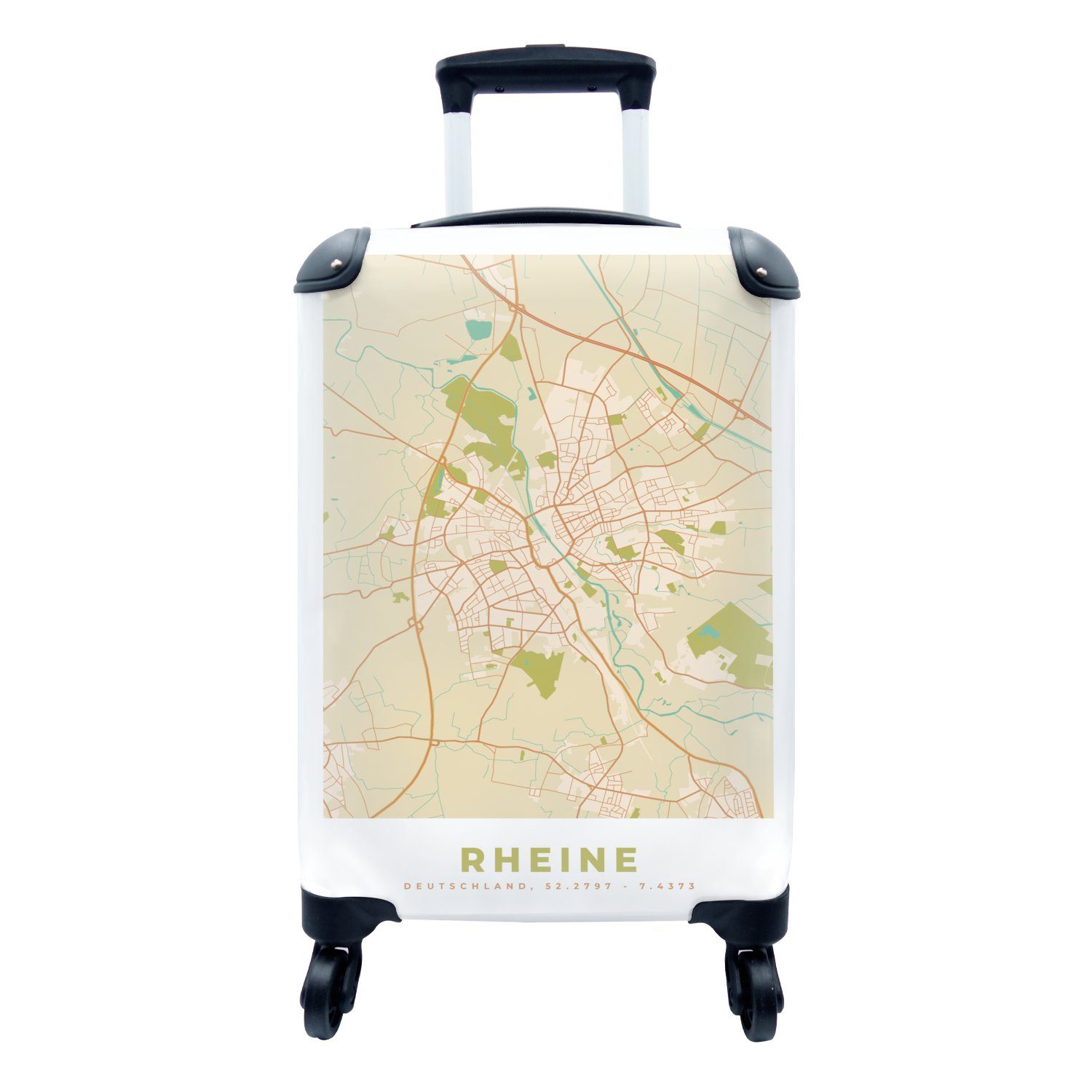 Rheine - Stadtplan Karte Rollen, Ferien, für mit 4 Vintage, - Reisetasche MuchoWow Reisekoffer Karte Handgepäckkoffer Handgepäck Trolley, - rollen, -
