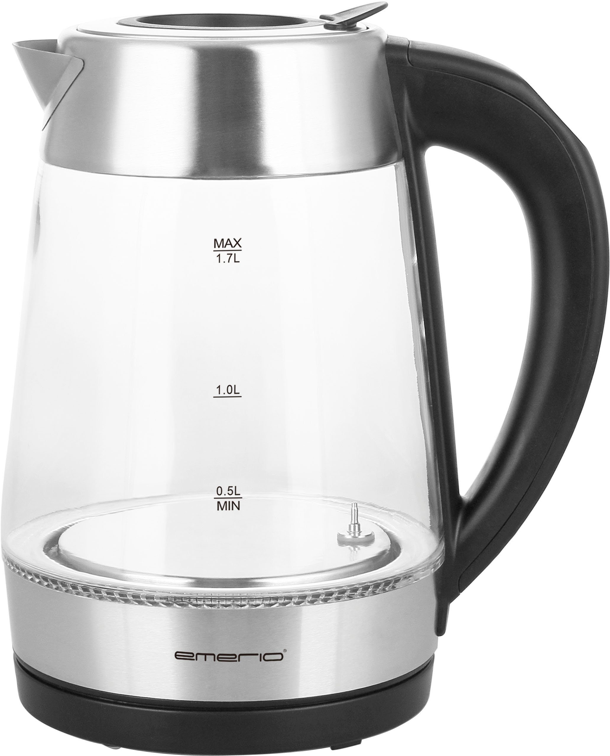 Emerio Wasserkocher WK-122227, 1,7 l, 2200 W, Smarte automatische  Einfüllöffnung und praktische Temperaturwahl