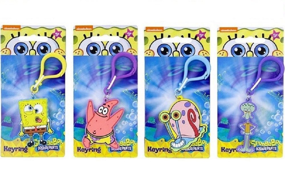 Nickelodeon Schlüsselanhänger SpongeBob Schlüsselanhänger 2D PVC 6cm – Cartoon Rucksack Anhänger (Set, 1-tlg), Kultiger SpongeBob Schlüsselanhänger aus robustem 2D PVC
