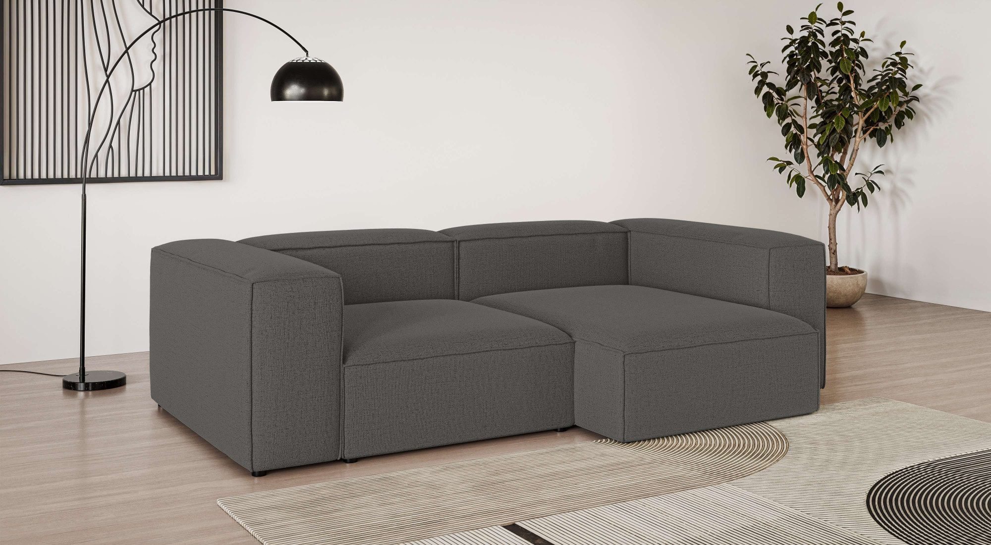 Ecksofa XL HAILY L-Form, Modularsofa extra tief, Maße B/T/H: 260/160/72 cm