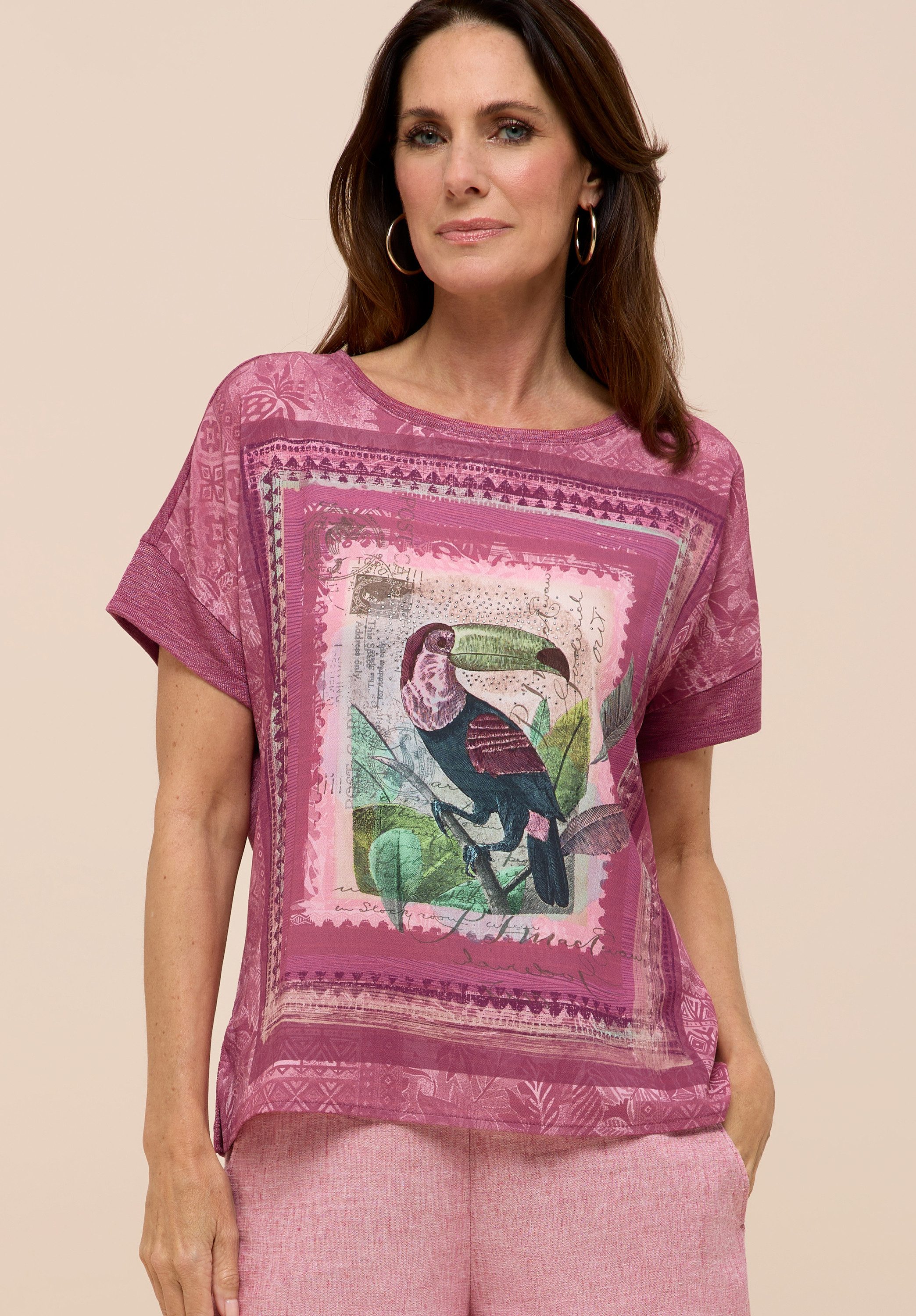 bianca Print-Shirt JULIE mit coolem Frontmotiv mit funkelnden Strasssteinen