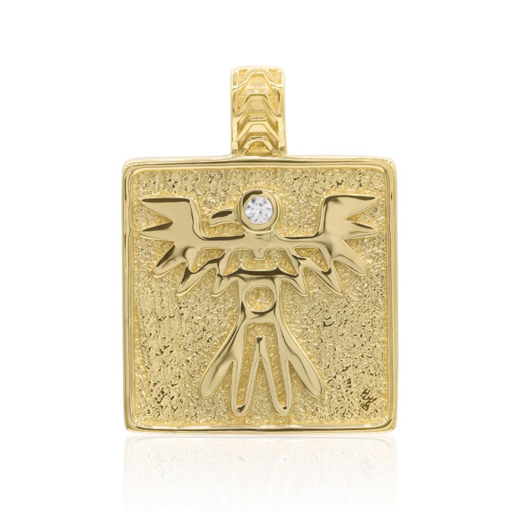 Cavill Kettenanhänger Cavill Zirkon 0,04 ct, vergoldet 925 Silber quadratisch Damen (1-tlg)