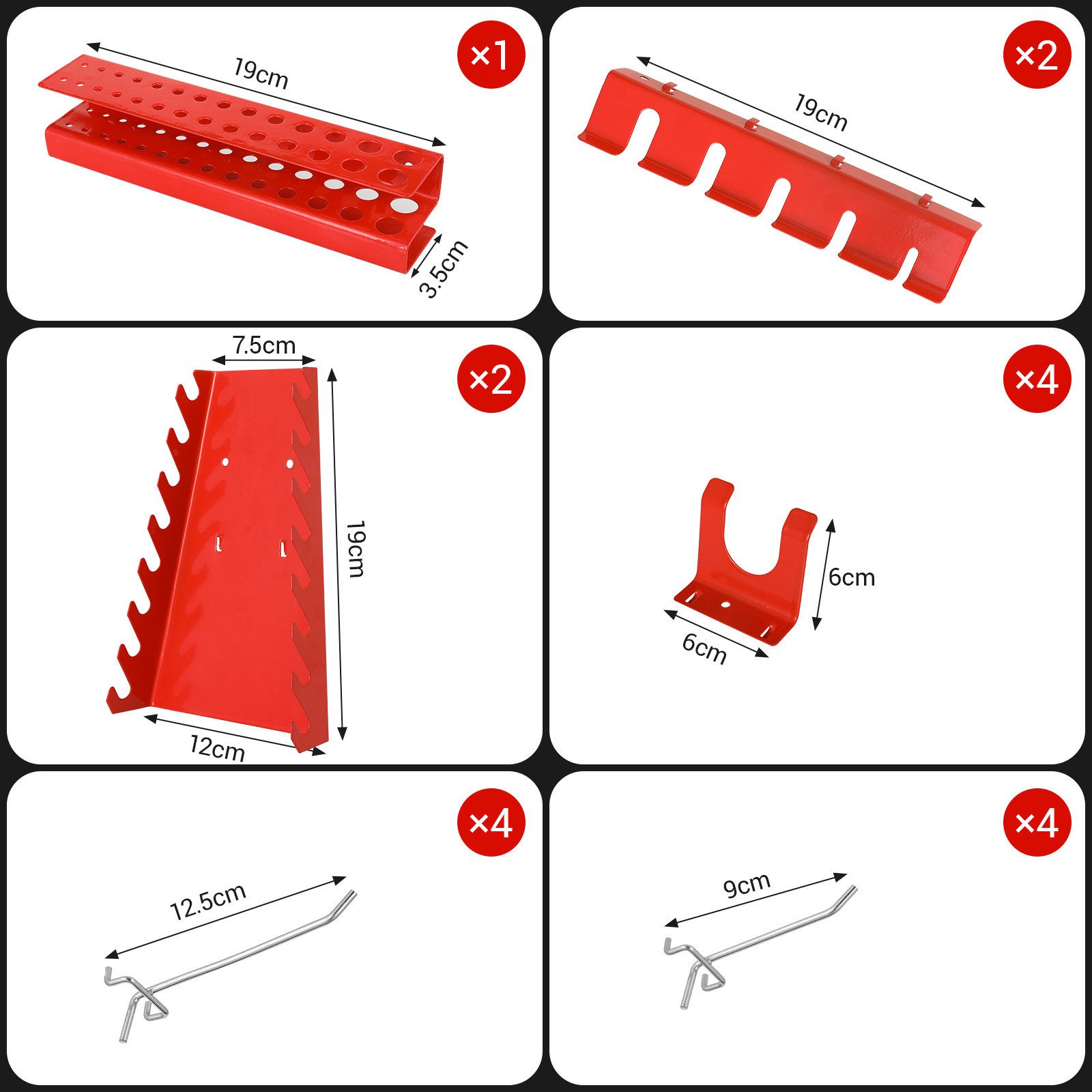 TLGREEN Lochwand Werkzeugwand aus Metall, Dreiteilige Lochwand Werkstatt, 3 Stk., (Erweiterbar Werkzeuglochwand mit 17tlg Haken und Halterungen, Werkzeug Wand f – Bild 2 von 5