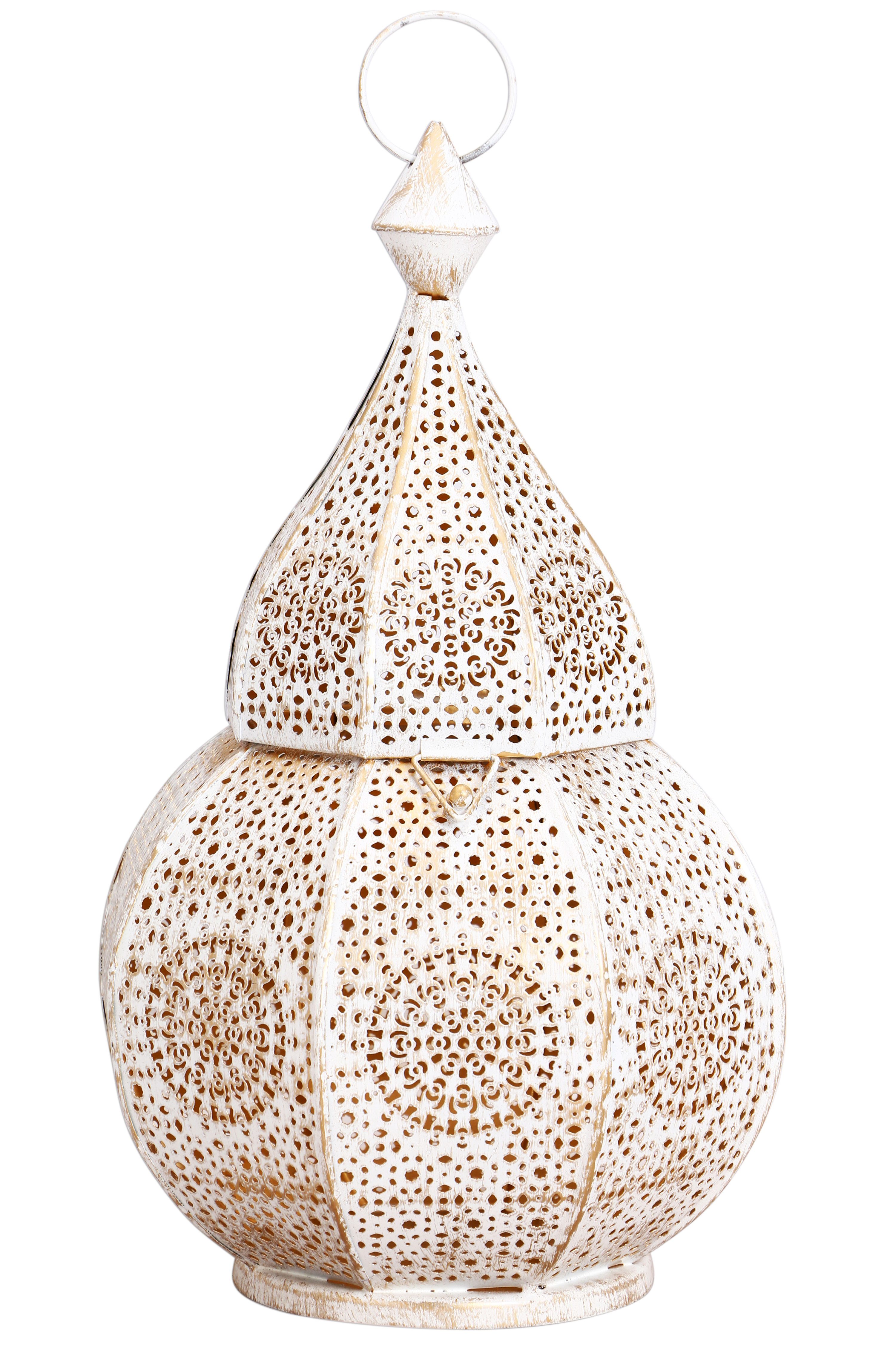 Marrakesch Orient & Mediterran Interior Teelichthalter Orientalische Laterne Windlicht Anaram weiß (1 St), Handarbeit