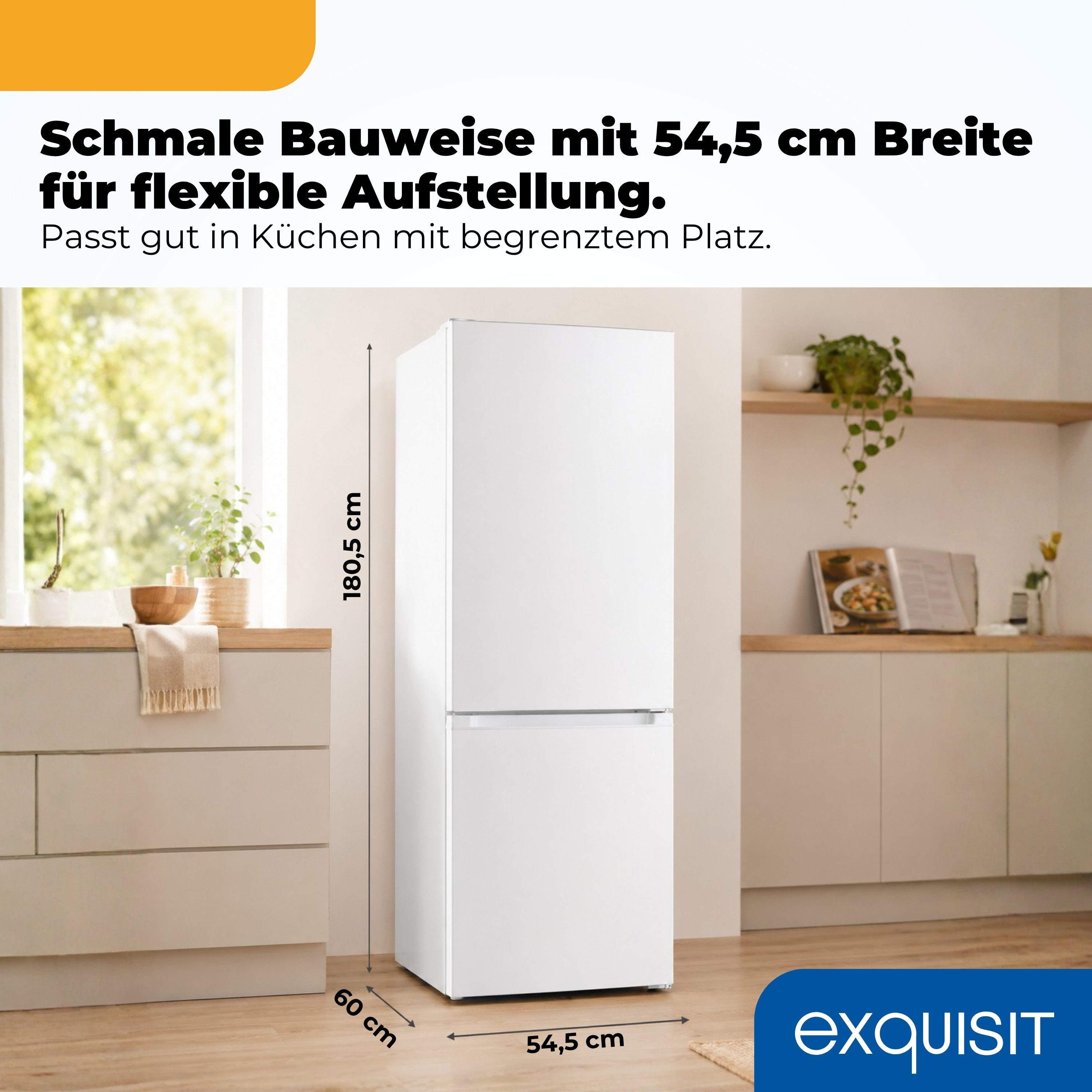 exquisit Kühl-/Gefrierkombination KGC5265-70-NF-040C, 180,5 cm hoch, 54,5 cm breit, 253 l Nutzinhalt, 182,0 l Kühlfach, 71,0 l 4 Sternefach
