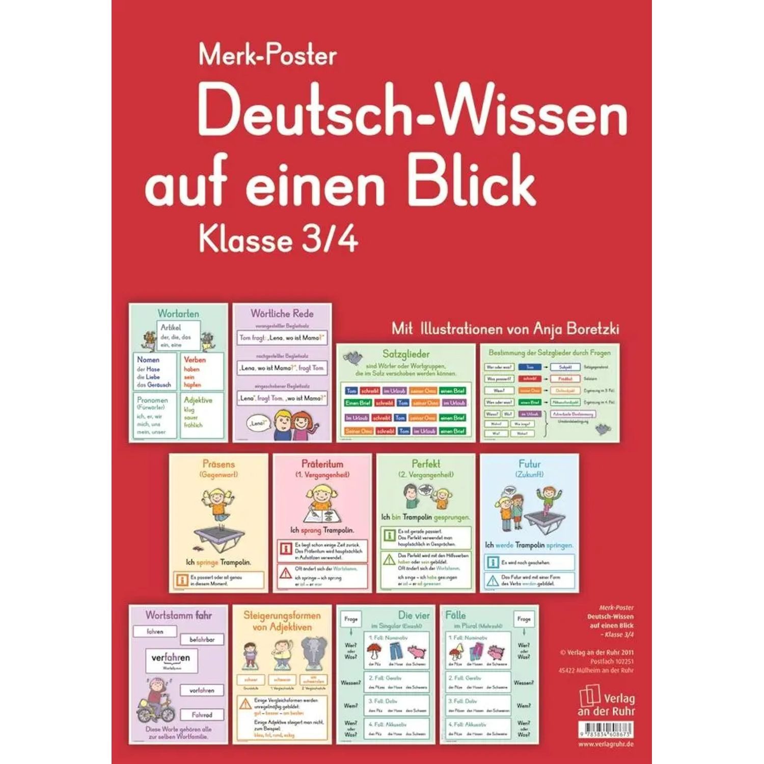 Verlag an der Ruhr Poster Merk-Poster Deutsch-Wissen auf einen Blick Klasse 3/4