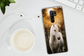 MuchoWow Handyhülle Pferd - Sonne - Herbst - Tiere - Natur, Phone Case, Handyhülle Xiaomi Redmi 9, Silikon, Schutzhülle
