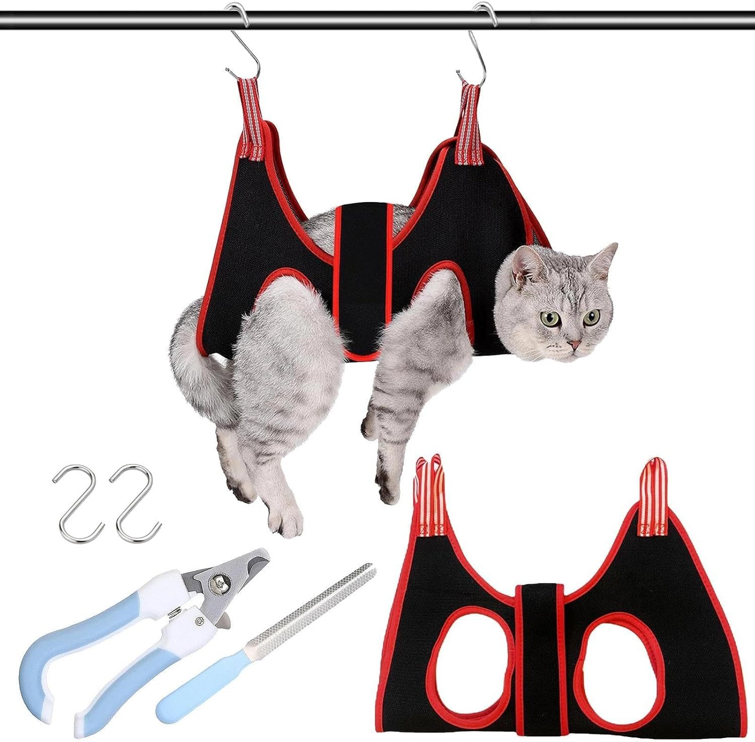 FELIXLEO Katzen-Hängematte Katzenpflege Hängematte mit Haken Set Krallenschneiden Hunde Katzen