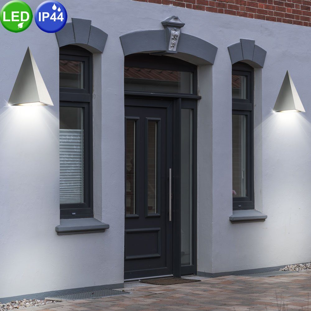 Strahler LED Leuchte Veranda Wand etc-shop Außen-Wandleuchte, Edelstahl Design fest Outdoor Warmweiß, verbaut, LED-Leuchtmittel Balkon