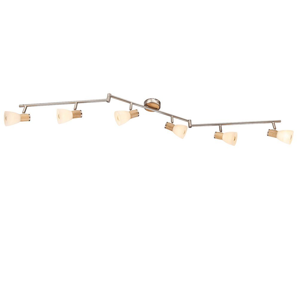 GLOBO LIGHTING LED Deckenleuchte, Leuchtmittel nicht inklusive, Decken Lampe Schlaf Gäste Zimmer Glas Spot Licht-Schiene Holz Leuchte