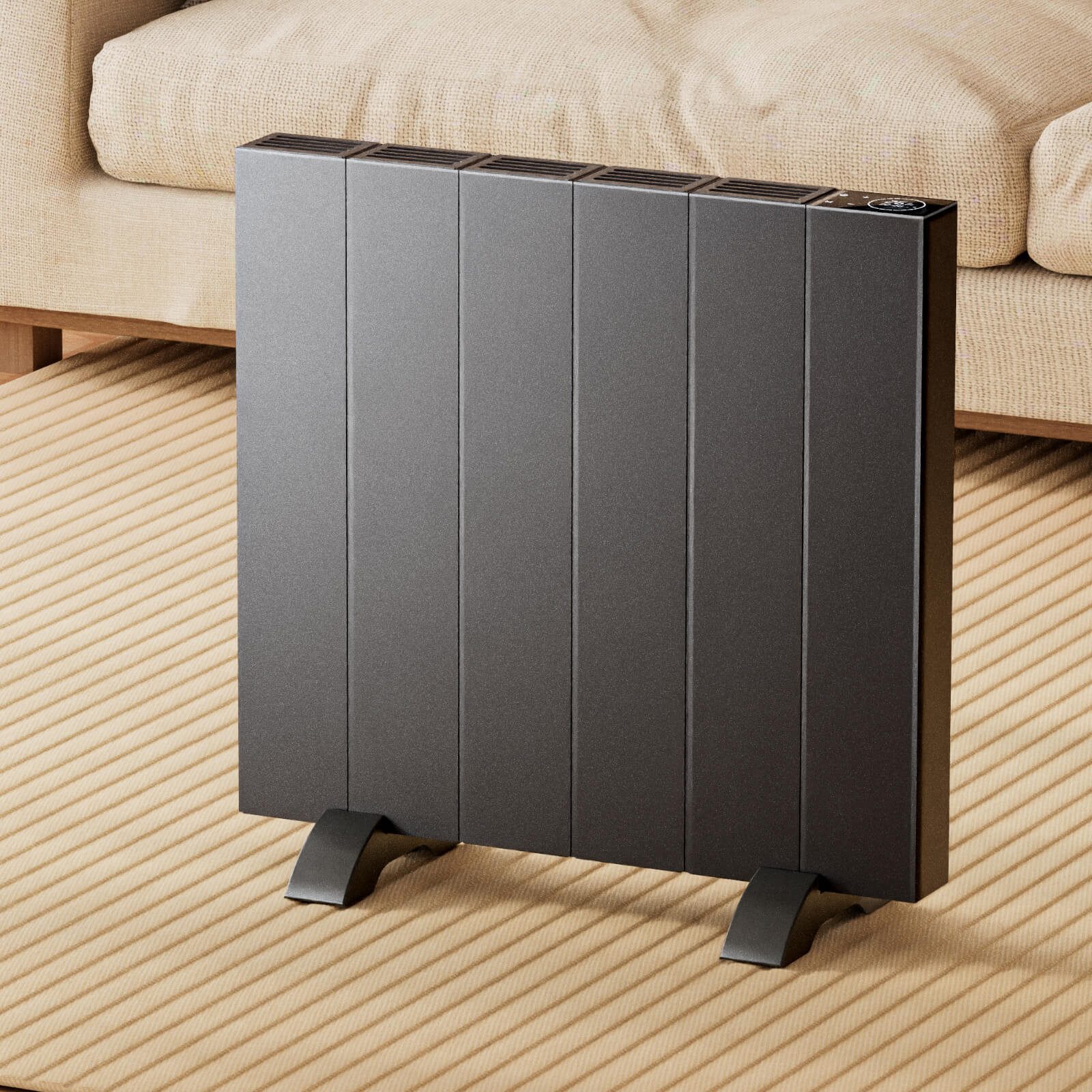 EMKE Elektro-Heizkörper elektrische Heizkörper Anthrazit 1000/1500W Stehend/wandmontierbar, Wifi-Steuerung LCD-Display Timing-Funktion Elektroheizung 1000W