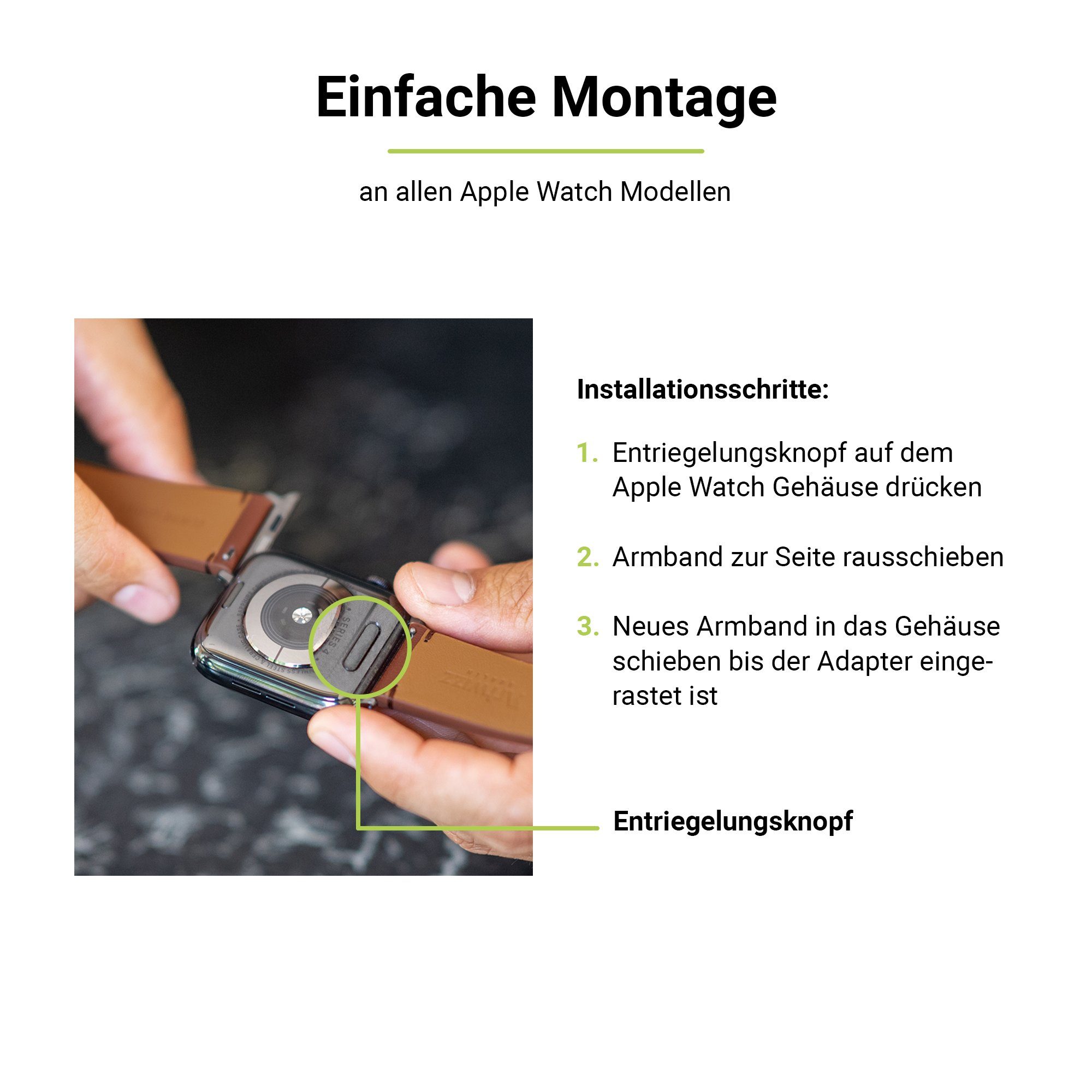 (40mm), (38mm) Watch Series Smartwatch-Armband Apple Artwizz mit SE Braun, & (41mm), Armband WatchBand Leather, Adapter, Leder 6-4 9-7 3-1