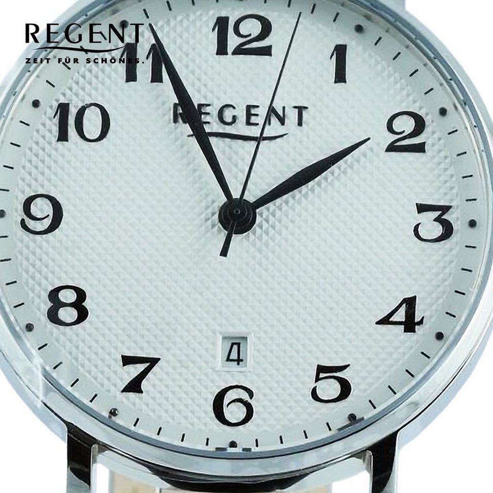rund, Datum Armbanduhr (ca. Herren extra Regent groß Regent Quarzuhr Analog, 39mm), Armbanduhr Herren Lederarmband,