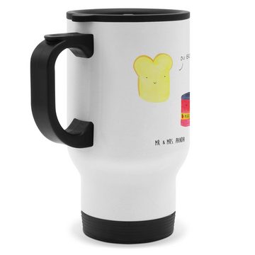 Mr. & Mrs. Panda Thermobecher Toast Marmelade - Weiß - Geschenk, Kaffeebecher, Edelstahlbecher, lus, Edelstahl, Einzigartige Motive