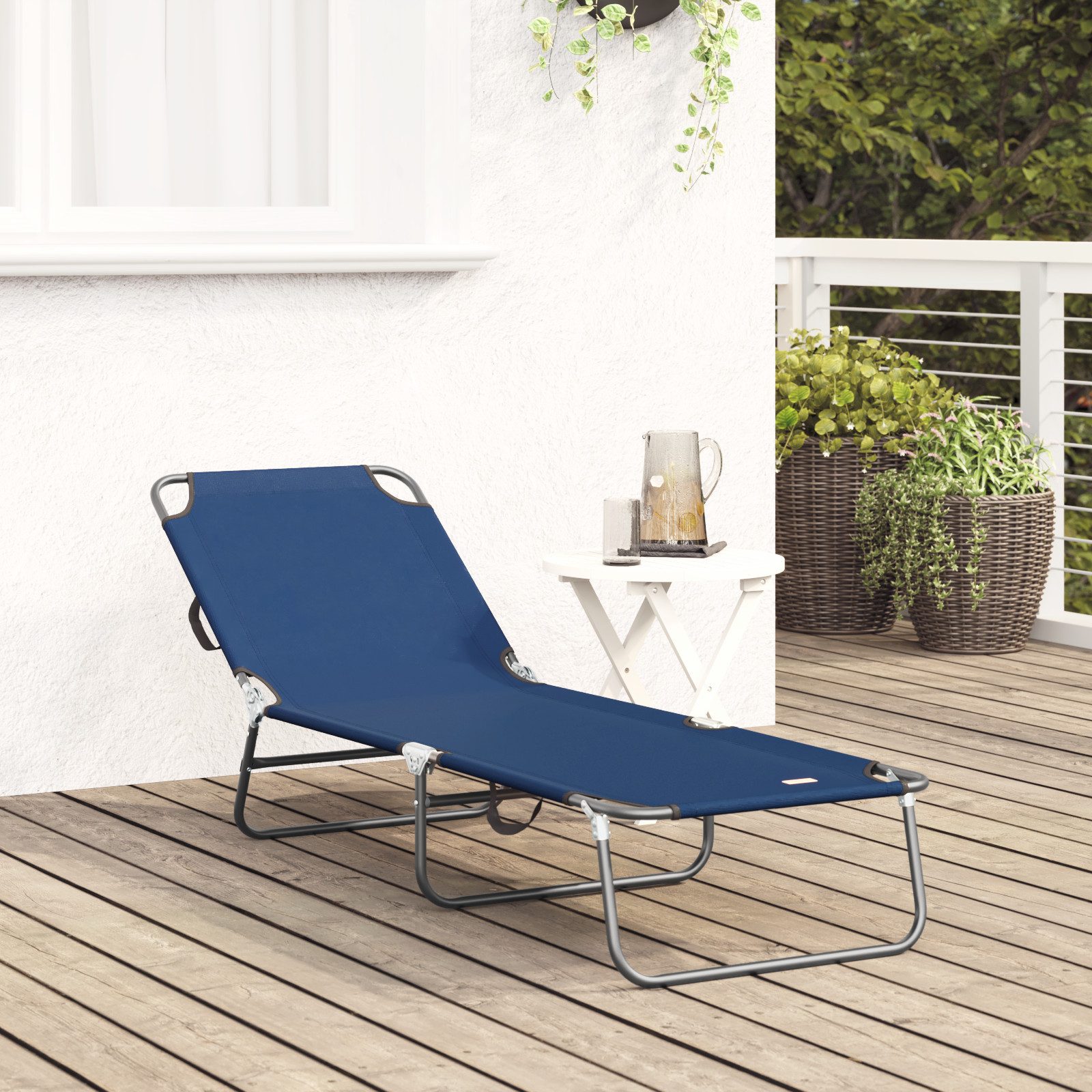 vidaXL Gartenliege Klappbare Sonnenliege Tragbar Blau günstig online kaufen