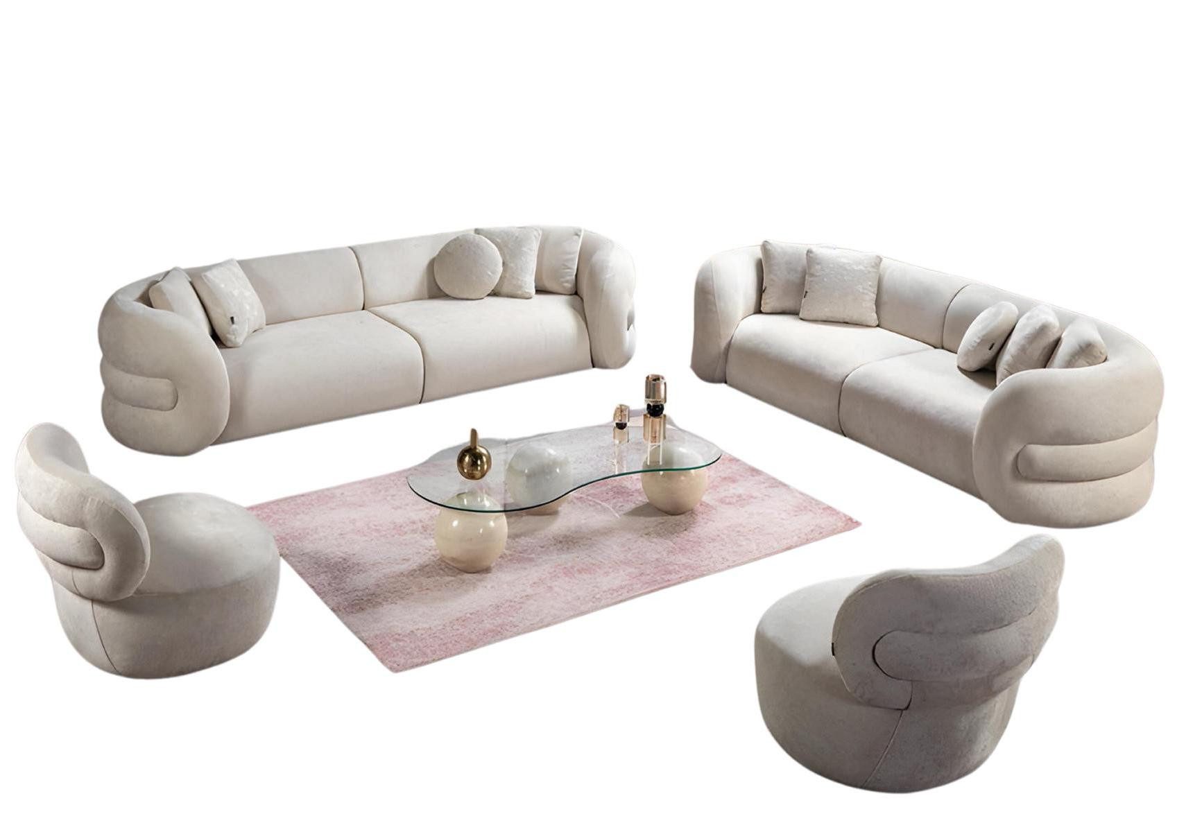 Xlmoebel Sessel Elegante Sofagarnitur mit hochwertigem Polster und luxuriösem Design (4-Sitzer Sofa + 3-Sitzer Sofa+ 2x Sessel), Hergestellt in Europa