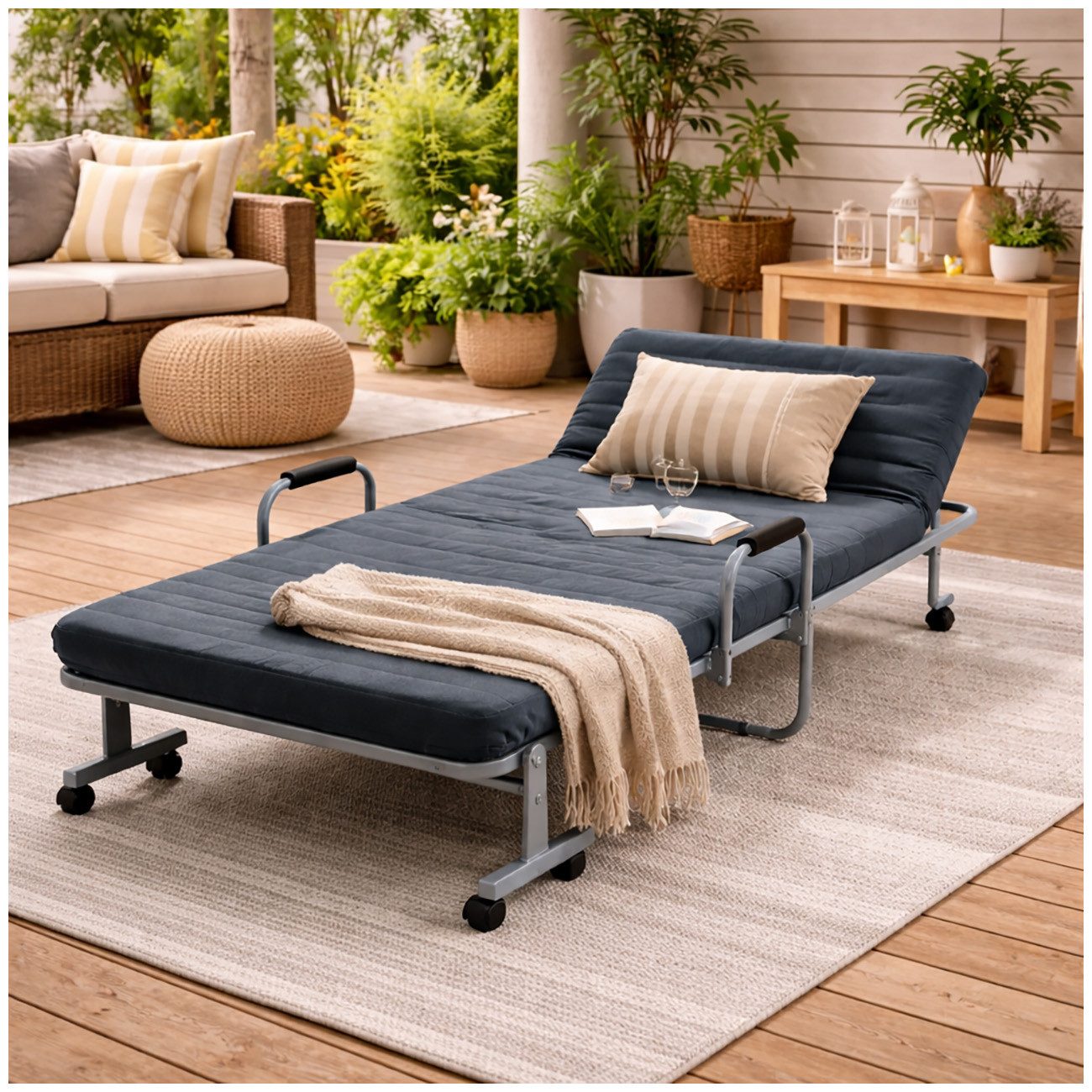HTI-Living Gästebett Gästeliege klappbar als Bett Sofa und Sessel nutzbar (Stück, 1-St., 1 Gästebett) Klappbett Feldbett Komfortliege