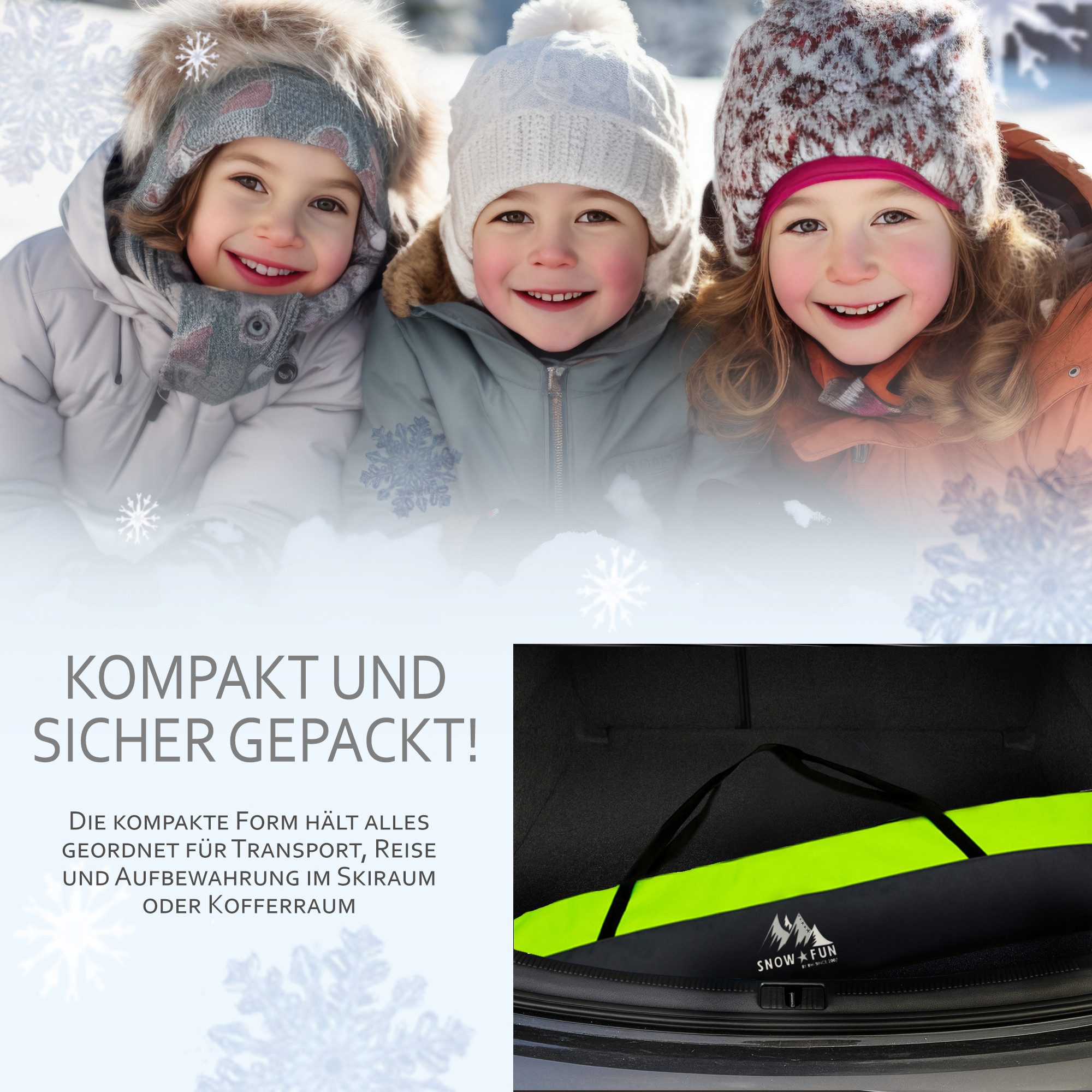 BambiniWelt by Rafael K. Skitasche Skitasche für Kinder Skisack für Ski und Skistöcke Skibag Skicover
