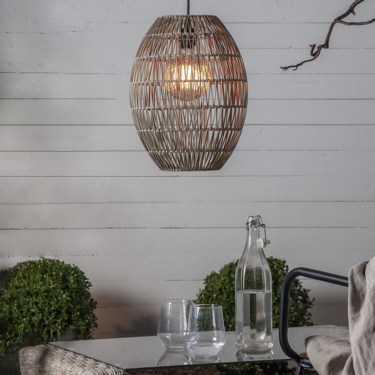 STAR TRADING Lampenschirm Dekoleuchte Lampenschirm Rattan H: 40cm für E27 Fassungen Außen beige