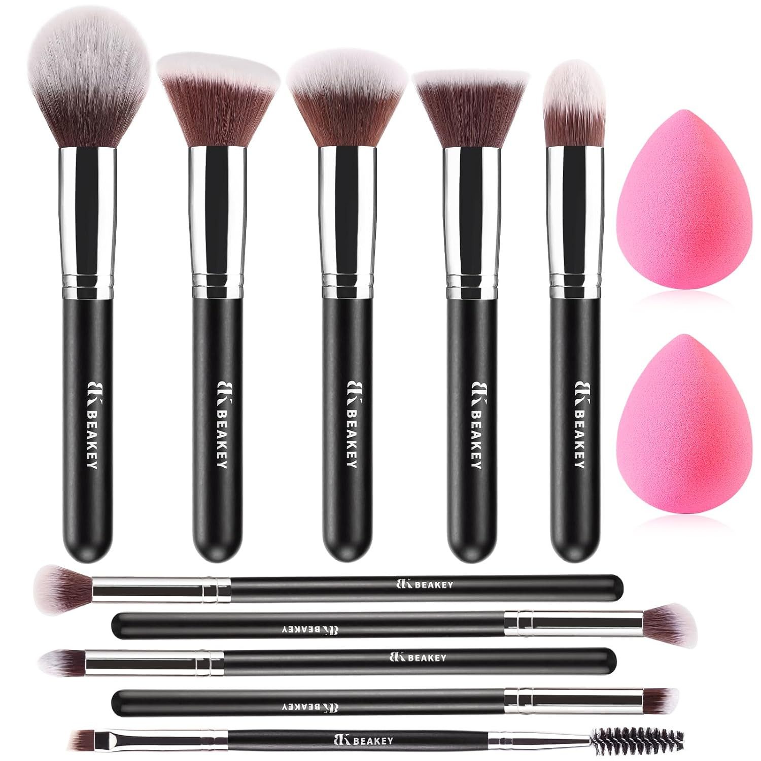 BEAKEY Kosmetikpinsel-Set Professionelles Foundation Make up Premium-Set, Puderpinsel Lidschatten Blush Schminkpinsel Set Beauty Schwamm