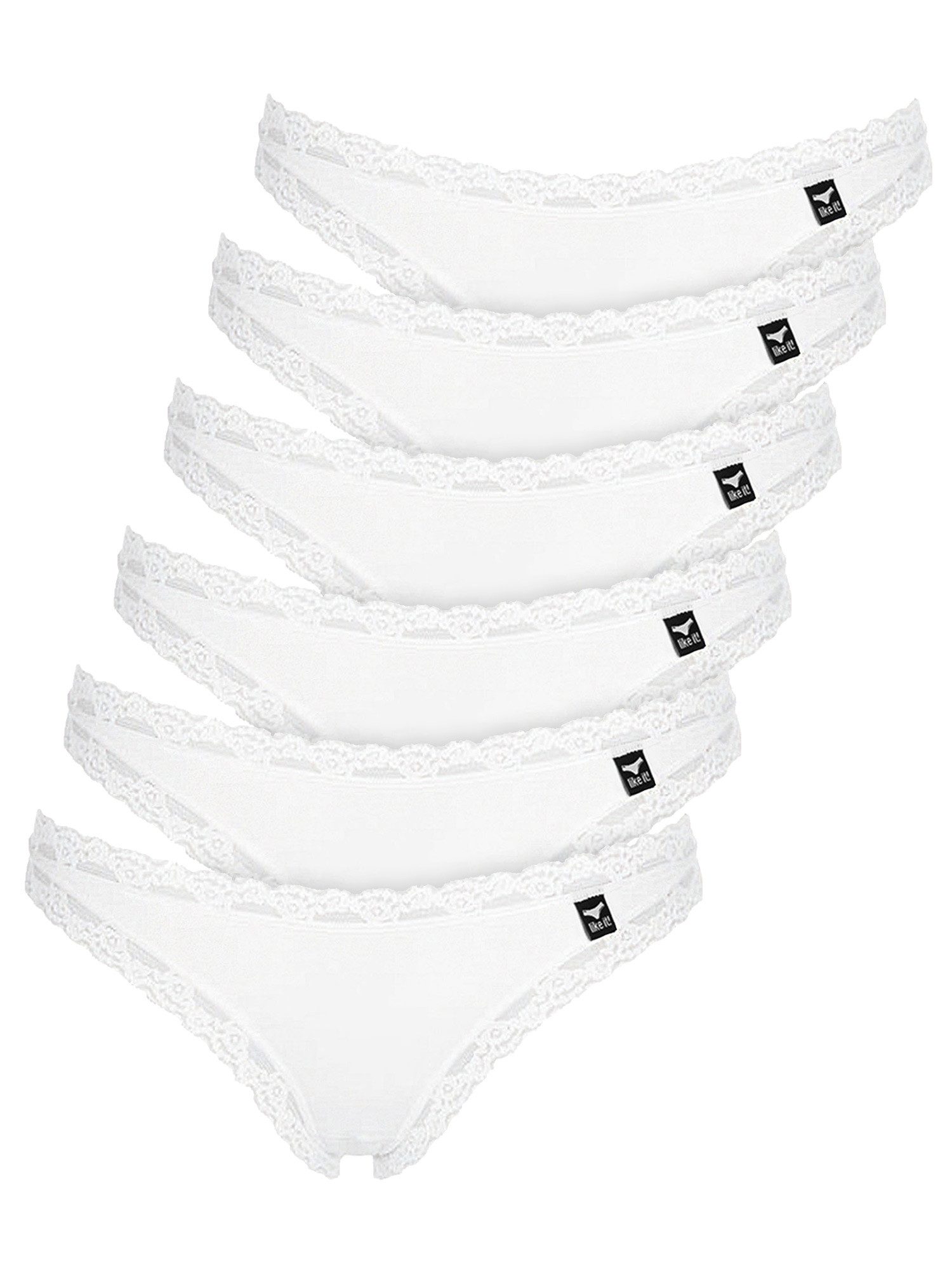 like it! String 6er Pack Damen String Olivia (Packung, 6-St) super softe Microfaser mit feinem Glanz
