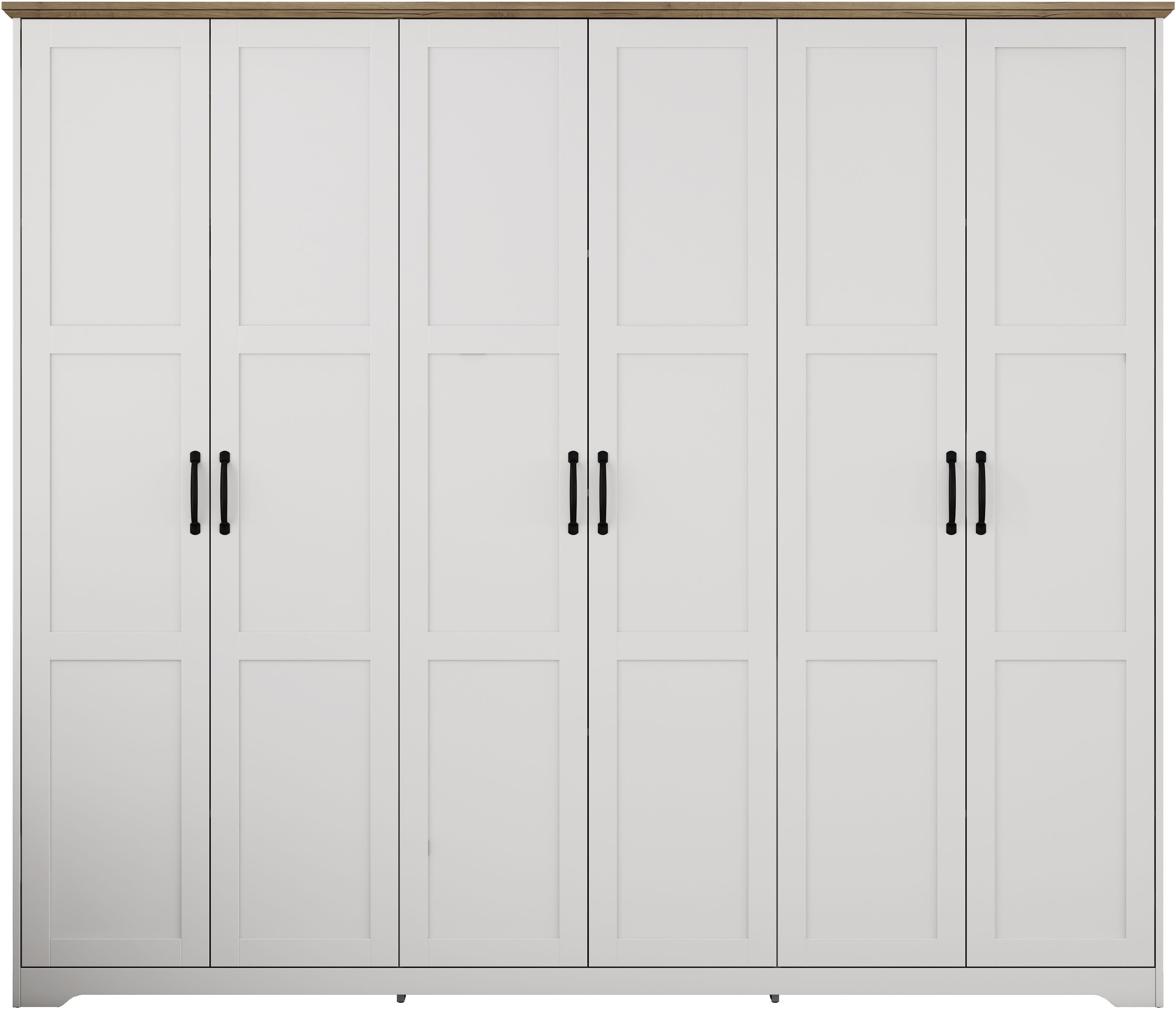 OTTO home Kleiderschrank Emmilia Schrank Schlafzimmerschrank im Landhaus Design (Mit vielen Einlegeböden und Softclose) Landhaus Schrank mit 6 Türen Breite 226,5cm Höhe 2m