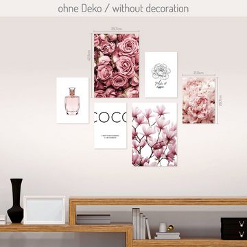 Kreative Feder Poster Parfum, Blüten (Set, 6 St), 6-teiliges Poster-Set, Kunstdruck, Wandbild, Posterwand, Bilderwand, optional mit Rahmen, WP511