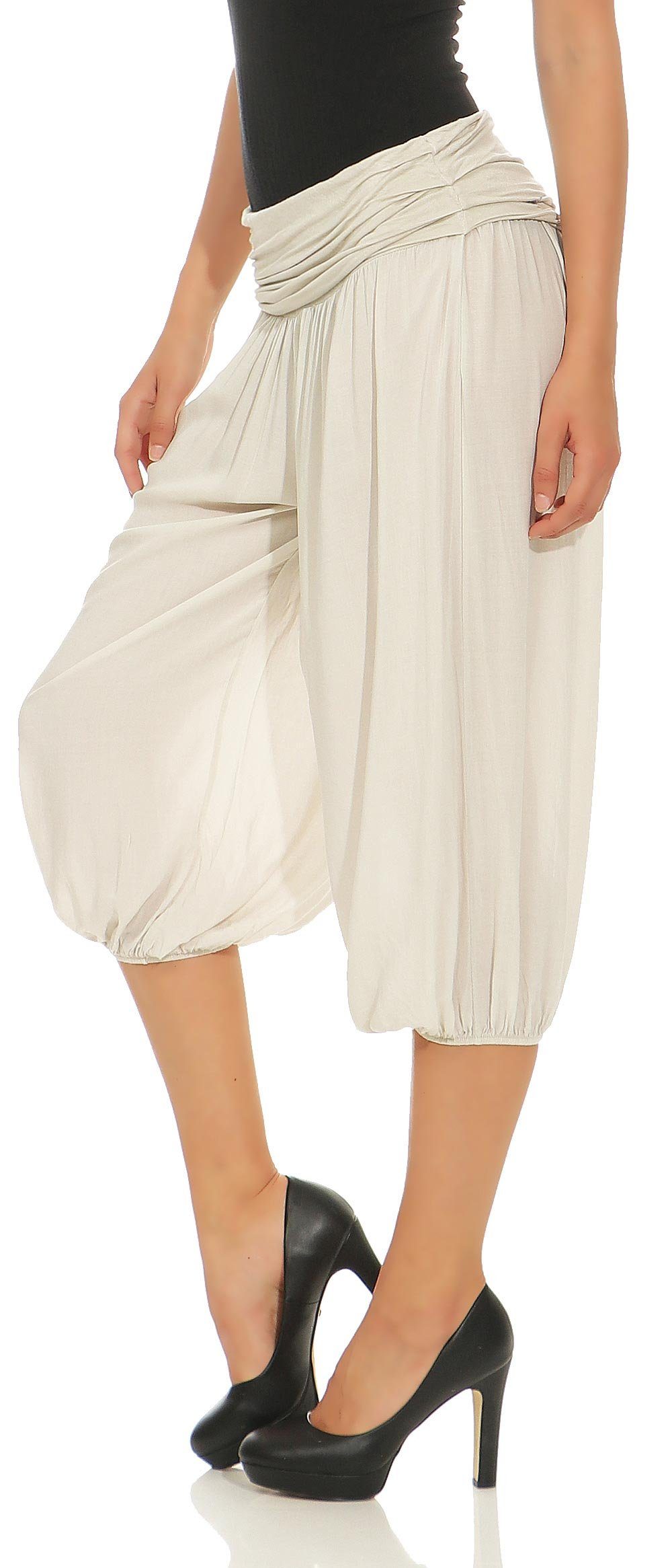 Damen 1483 Haremshose malito than fashion beige Caprihose more