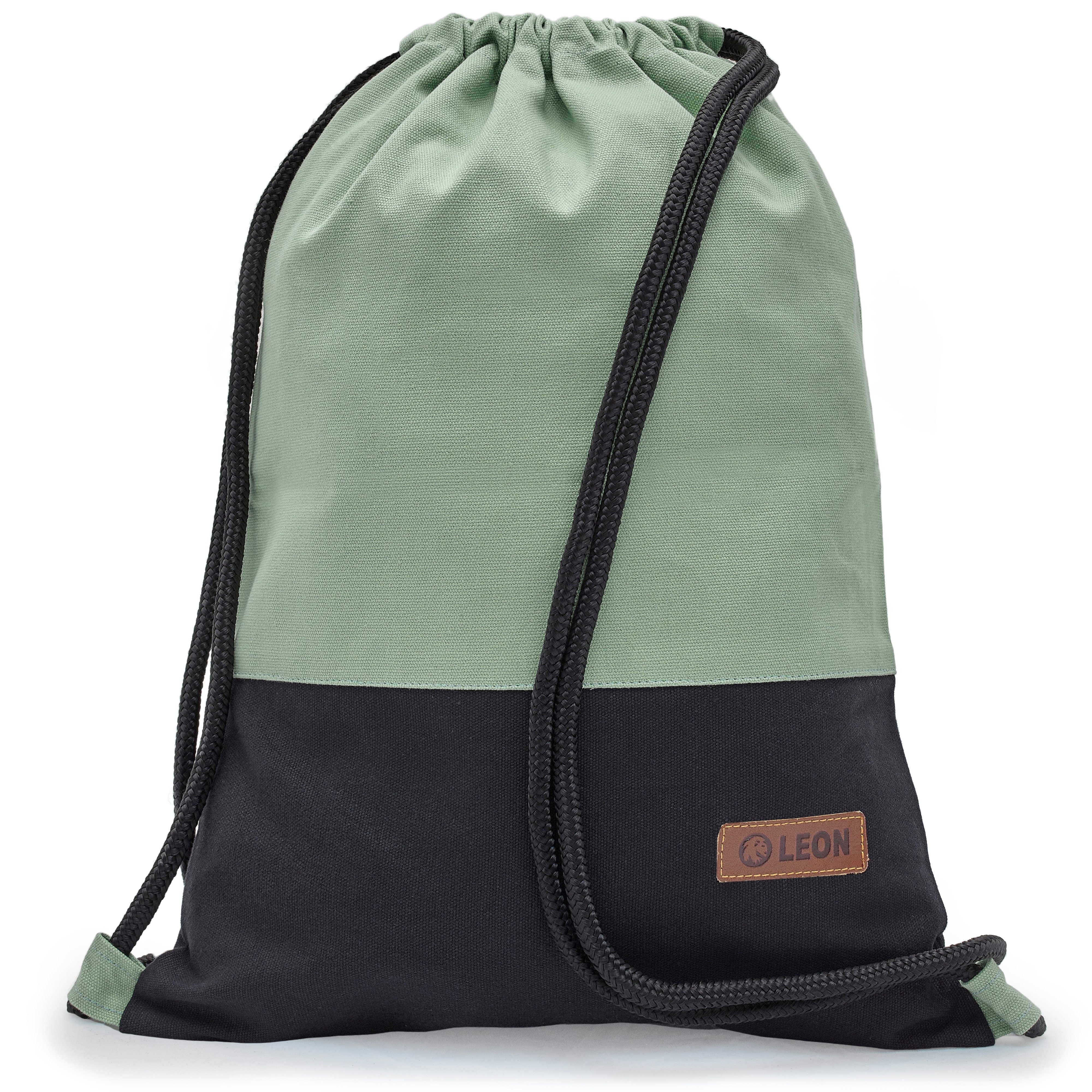 By Bers Turnbeutel Leon By Bers Turnbeutel Beutelrucksack Freizeitrucksack (Tagesrucksack Beutelrucksack Freizeitrucksack Turnbeutel für Strand Sport Festival Freizeit Alltag Einkauf aus Baumwolle Innentasche Schlüsselband), robuste hochwertige Baumwolle - bestens verarbeitet