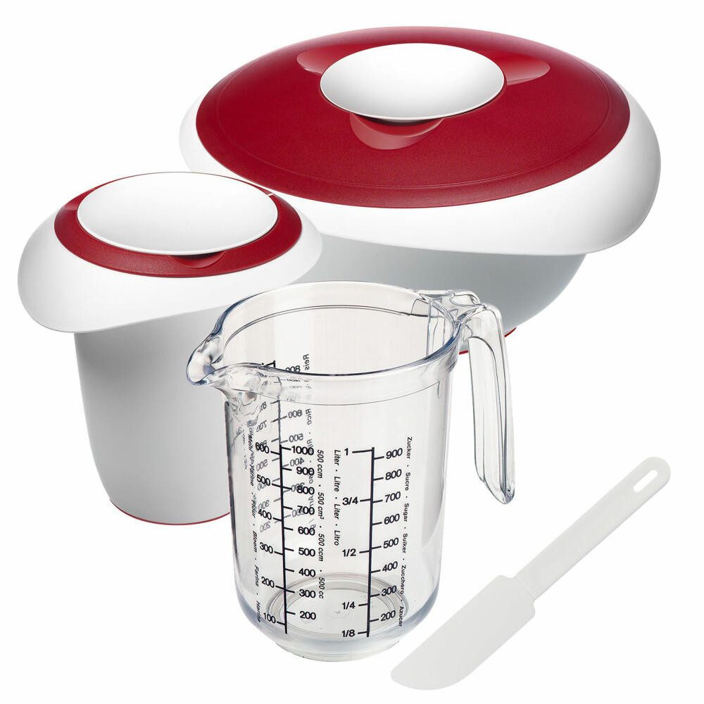 WESTMARK Rührschüssel Back-Set, 4tlg., Rührschüssel, Quirltopf, Messkanne + Schaber, PP, PE, SAN