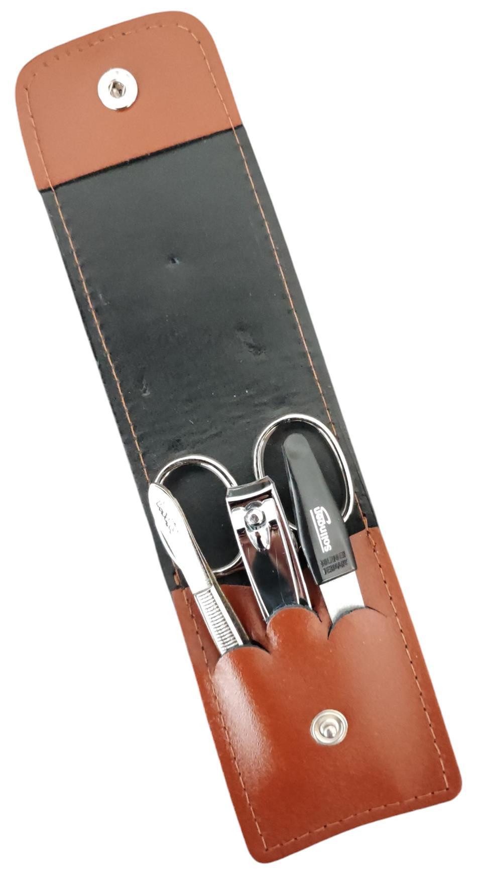 EloModa Maniküre-Etui 4-teiliges Solingen* Maniküre Set mit echt Leder Etui günstig online kaufen