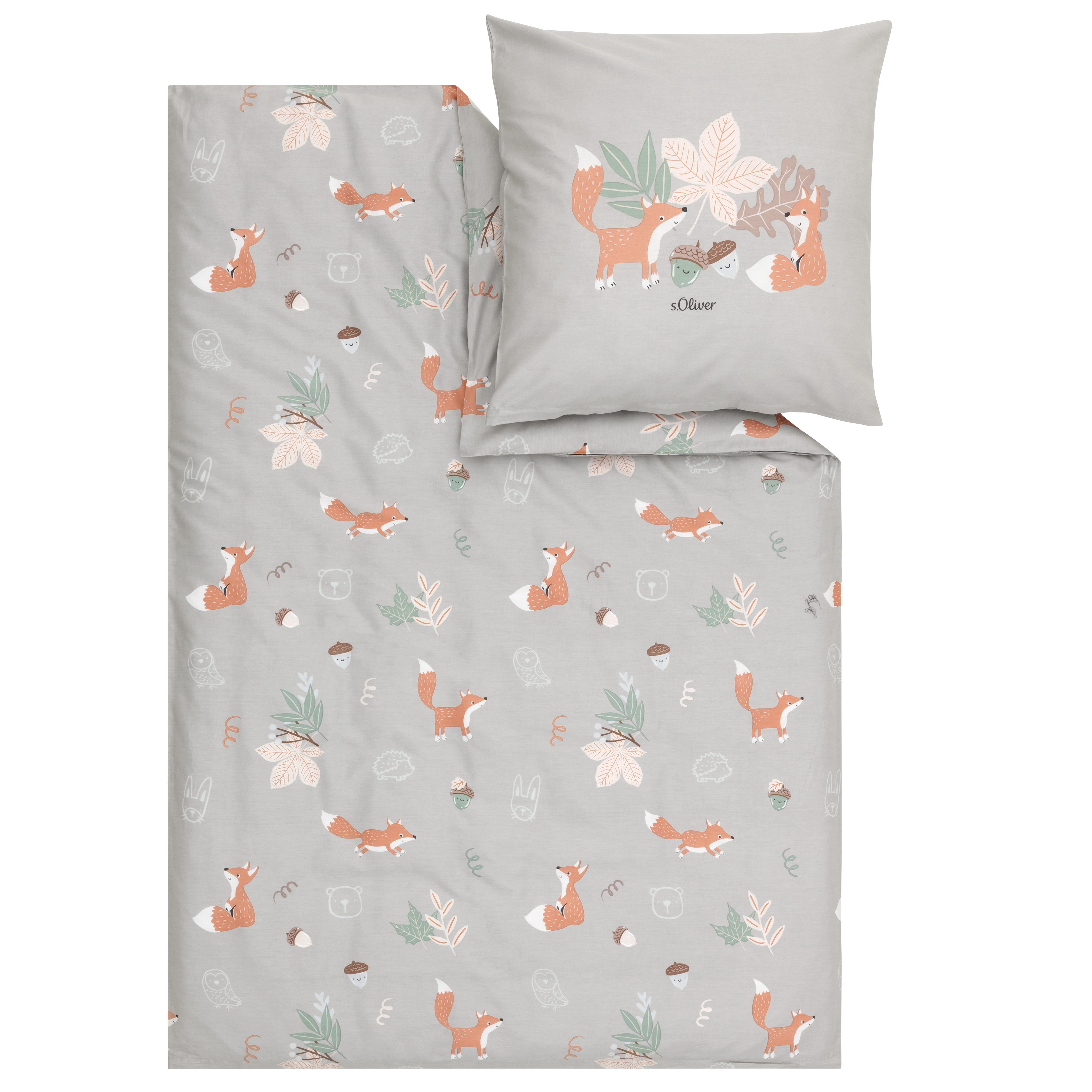 s.Oliver Bettwäsche Kleiner Fuchs s.Oliver Junior, Mako-Satin, 2 teilig, Satinbettwäsche mit liebevollem Waldmotiv