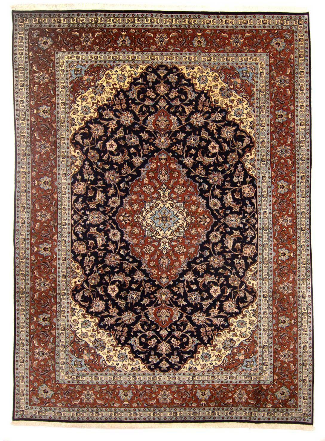 Wollteppich Sarough Medaillon Blu scuro 343 x 246 cm, morgenland, rechteckig, Höhe: 10 mm, Unikat mit Zertifikat