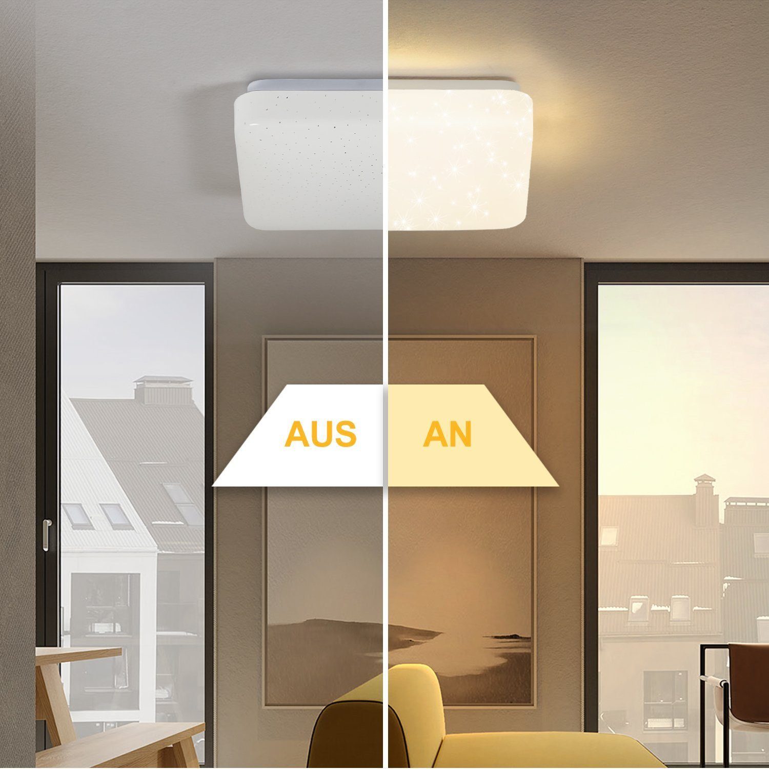 ZMH LED-Sternenhimmel Wohnzimmer Modern Sternenhimmel Deckenlampe Rund/Quad günstig online kaufen