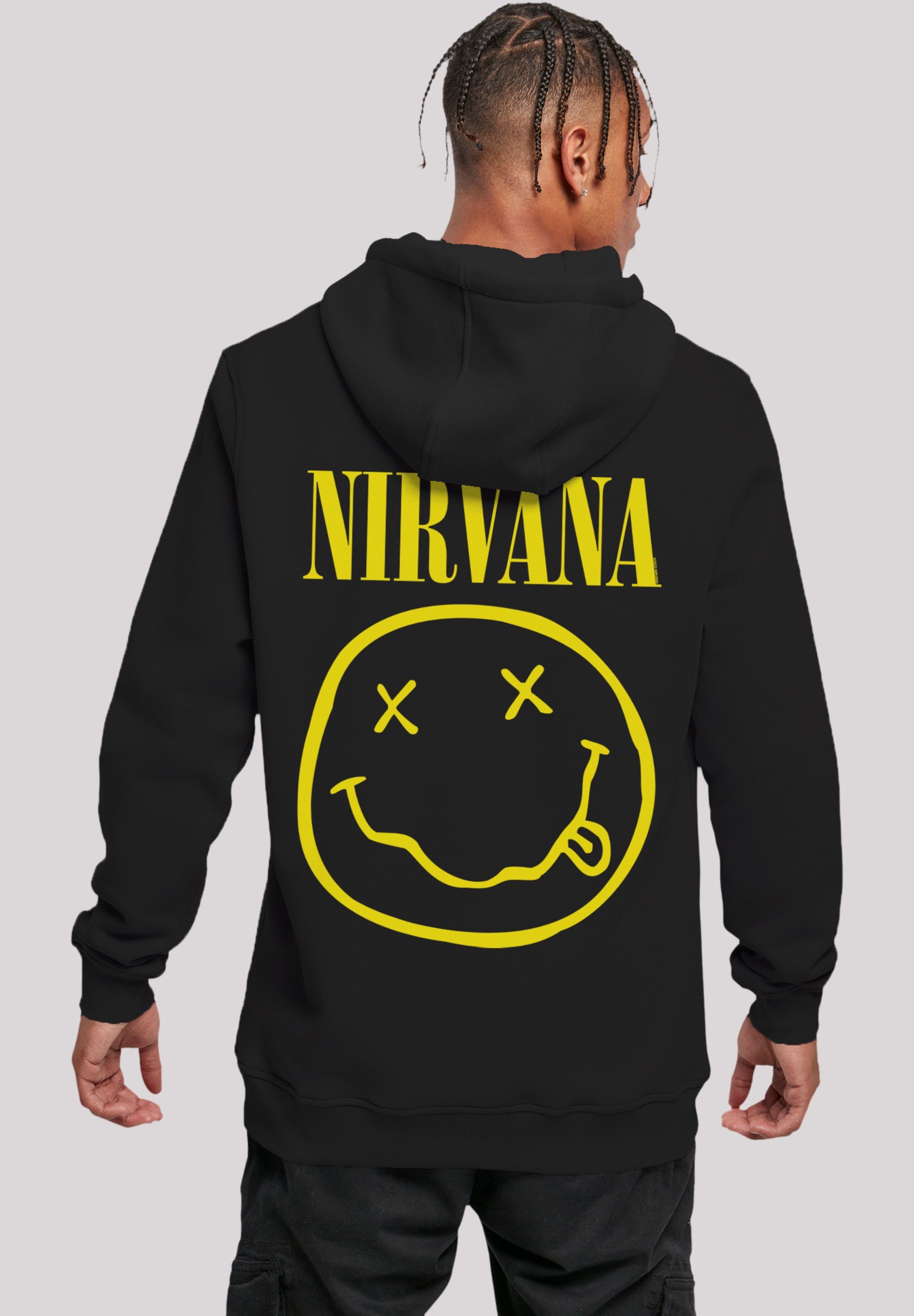 F4NT4STIC Kapuzenpullover Nirvana Rock Band Yellow Happy Face Premium Qualität