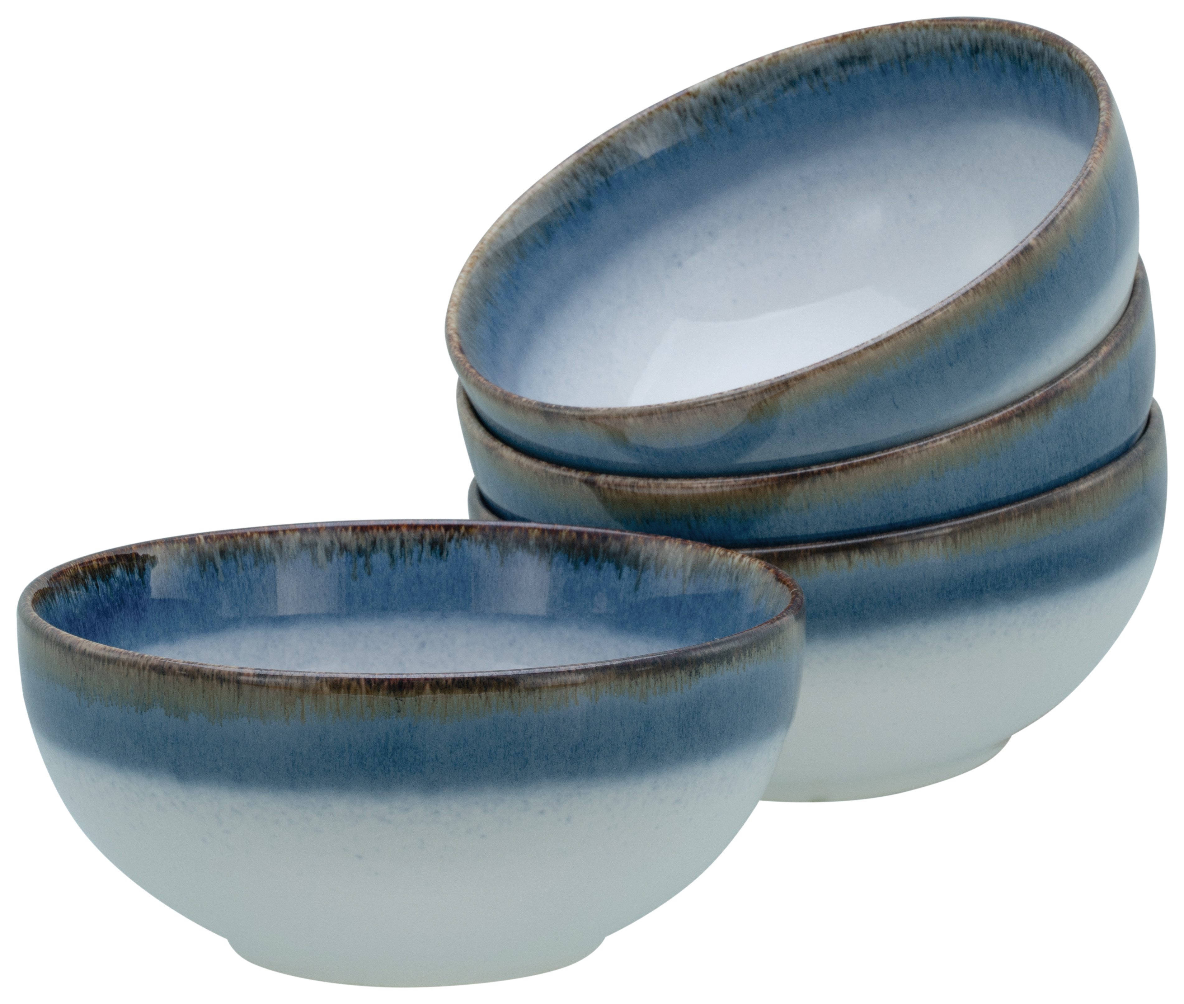 CreaTable Schale Cascade, Buddha Bowl 17,5 cm 4-tlg, Steinzeug, (Set, 4-tlg), Rekativglasur, Healthy Food