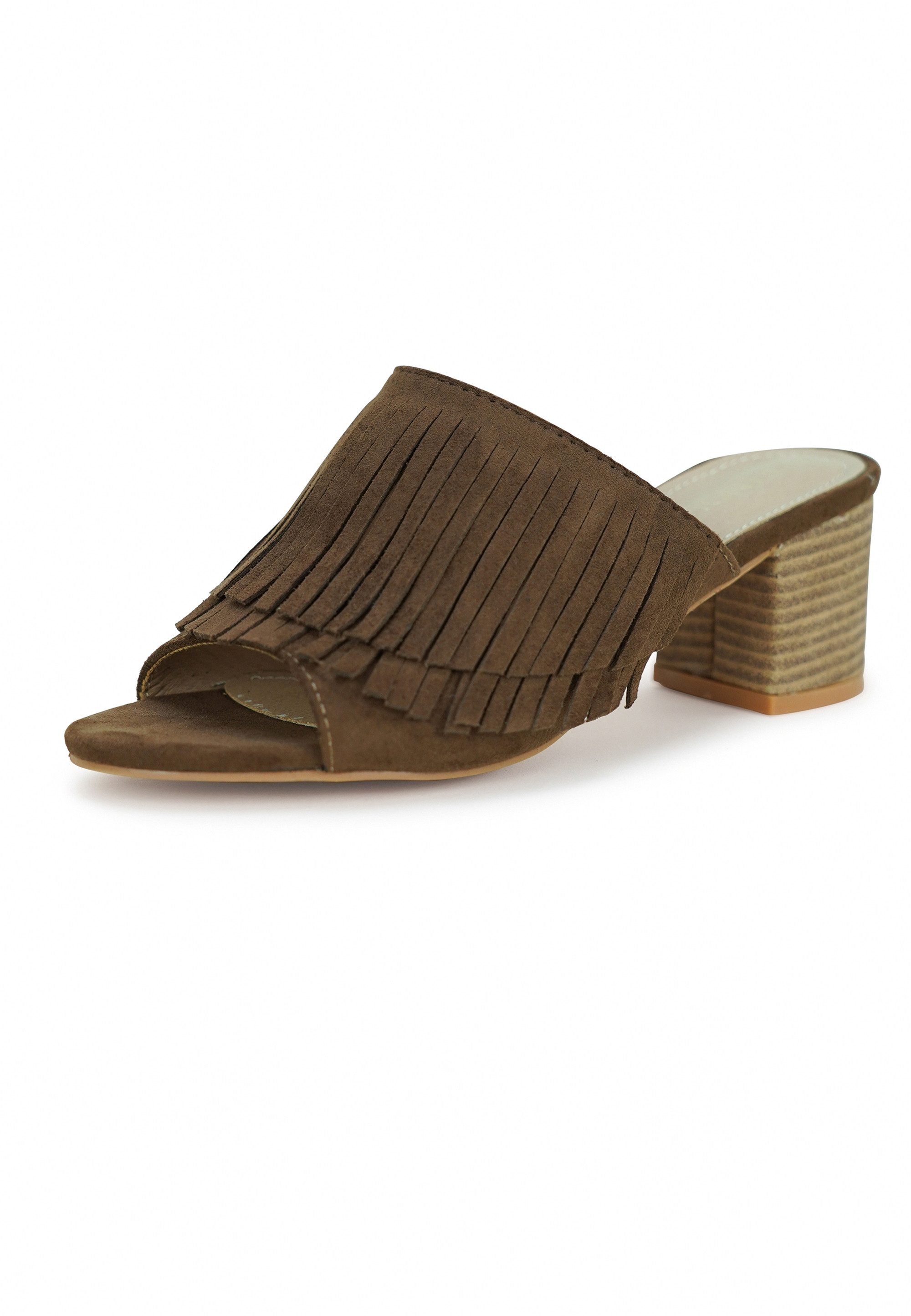 Findlay CUPA Pantolette mit Fransen und Blockabsatz