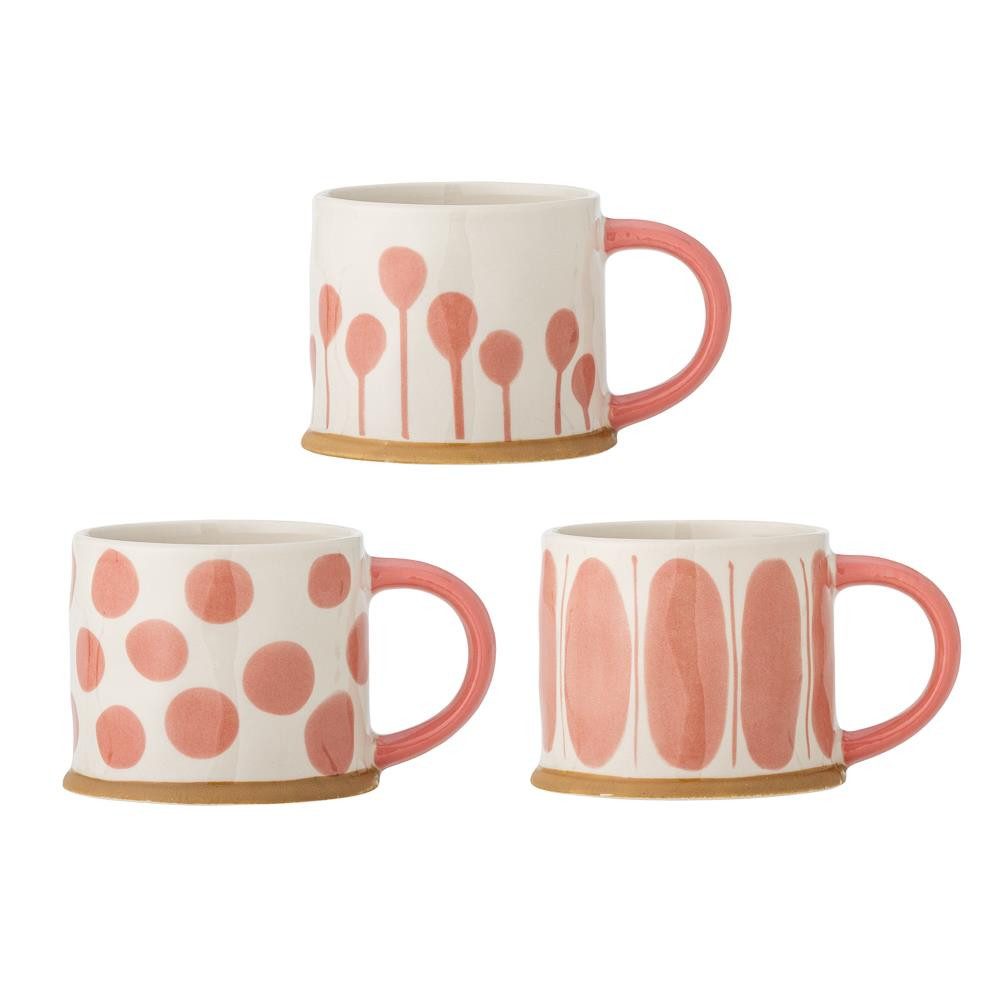 Bloomingville Becher Linora, 3er Set, Steingut, Rose, Steingut, 450 ml