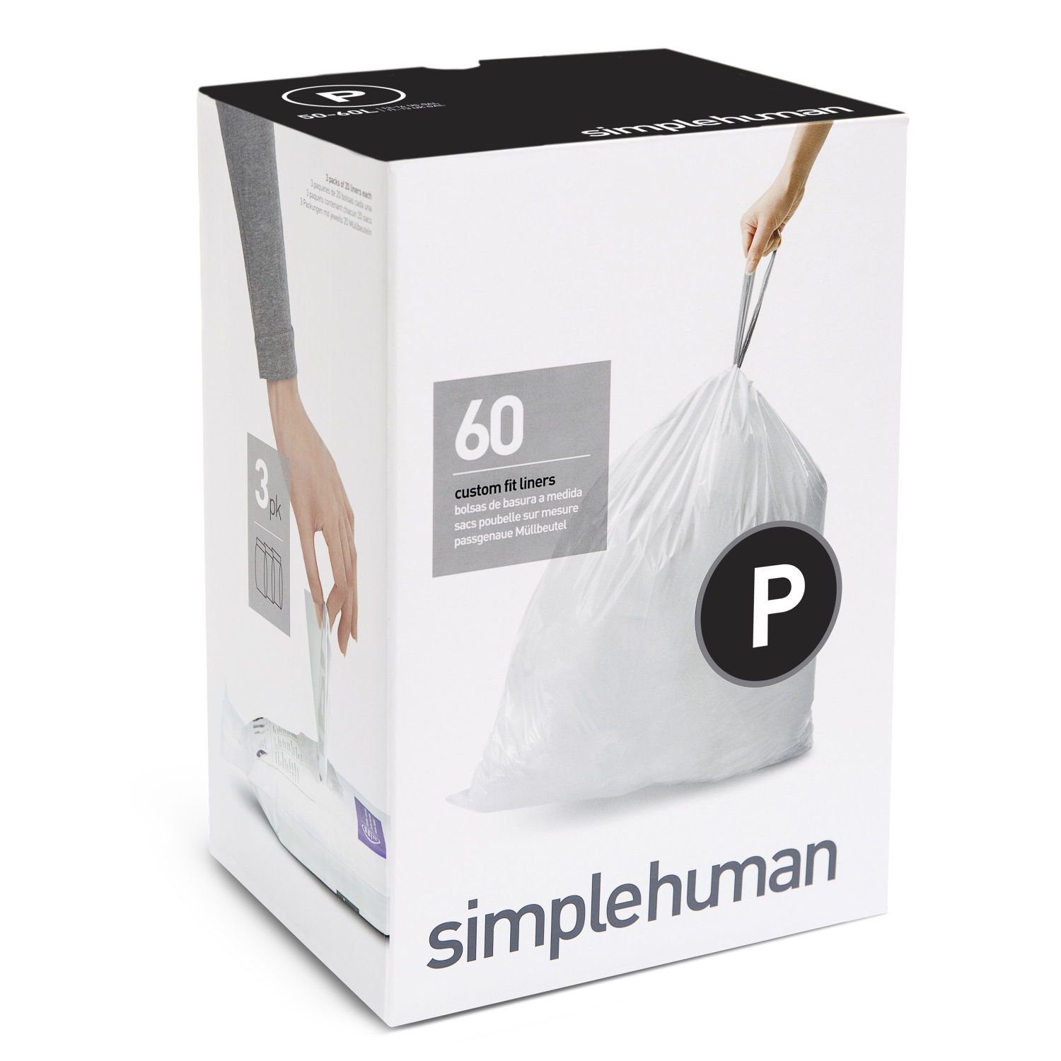 simplehuman Müllbeutel Passgenaue Müllbeutel-Großpackung Code P 60 Stück