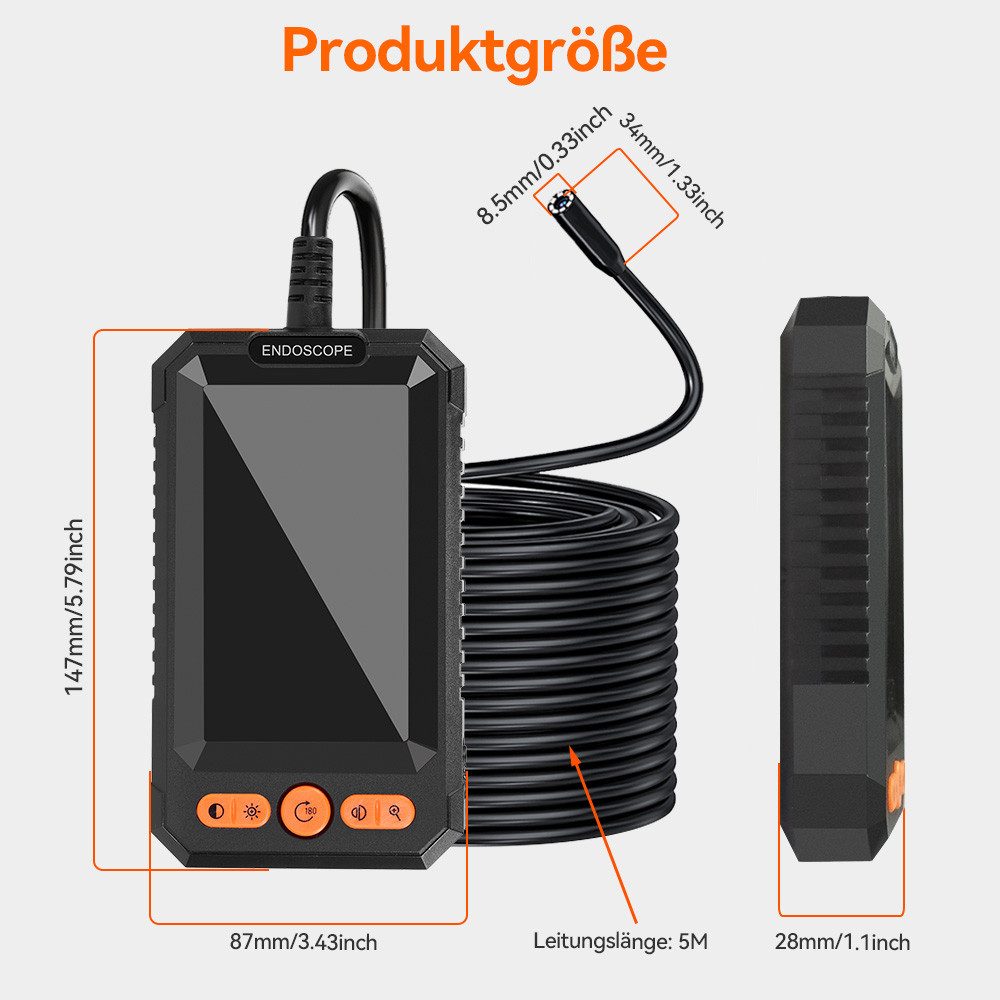 ONEVAN Industrielles HD-Digital-Endoskop, 8mm Rohrkamera Endoscope günstig online kaufen